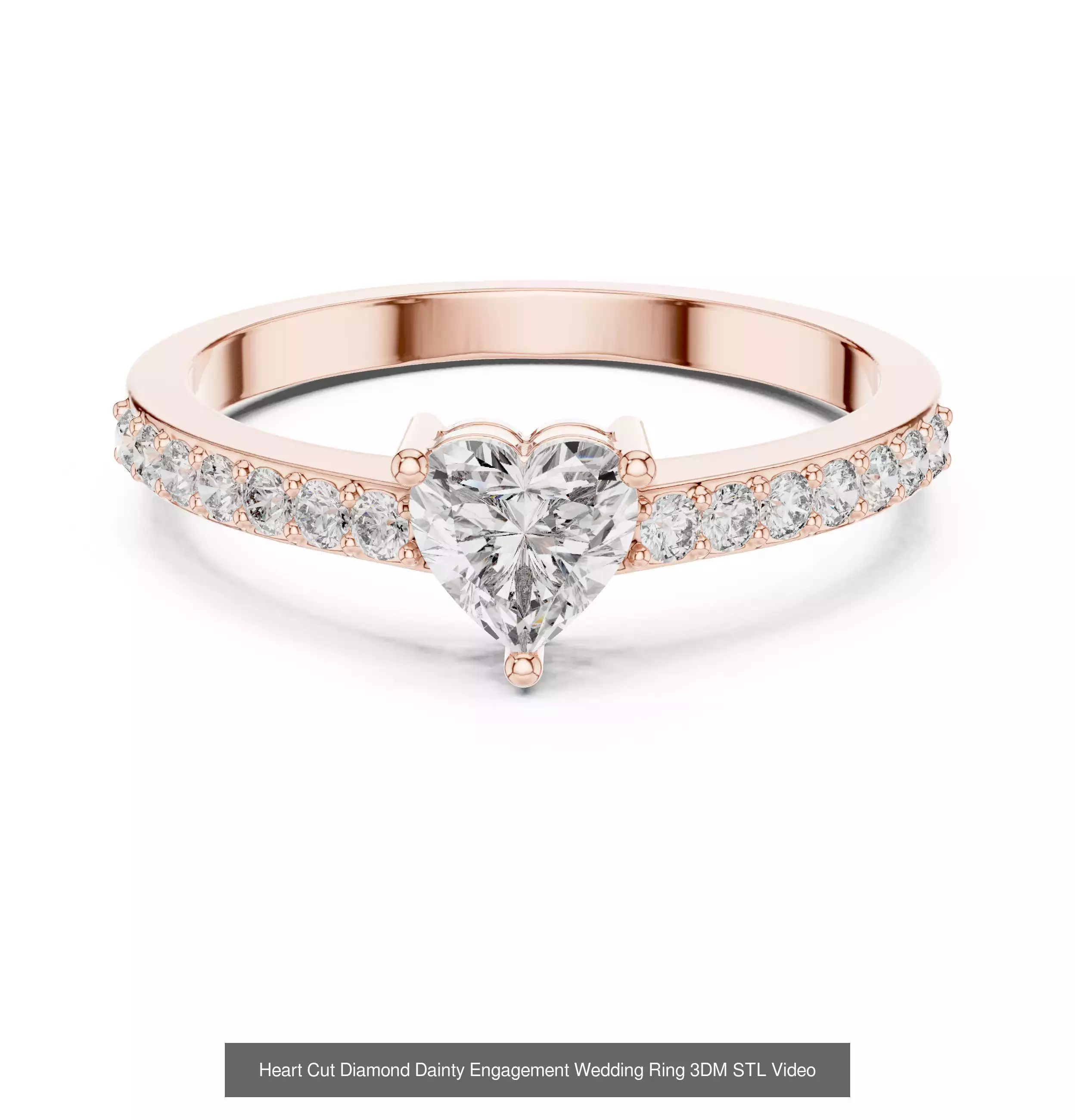 63 Heart Cut Diamond Rings 3DM STL OBJ FBX 3 Color Render Video 3D Model Collection_18