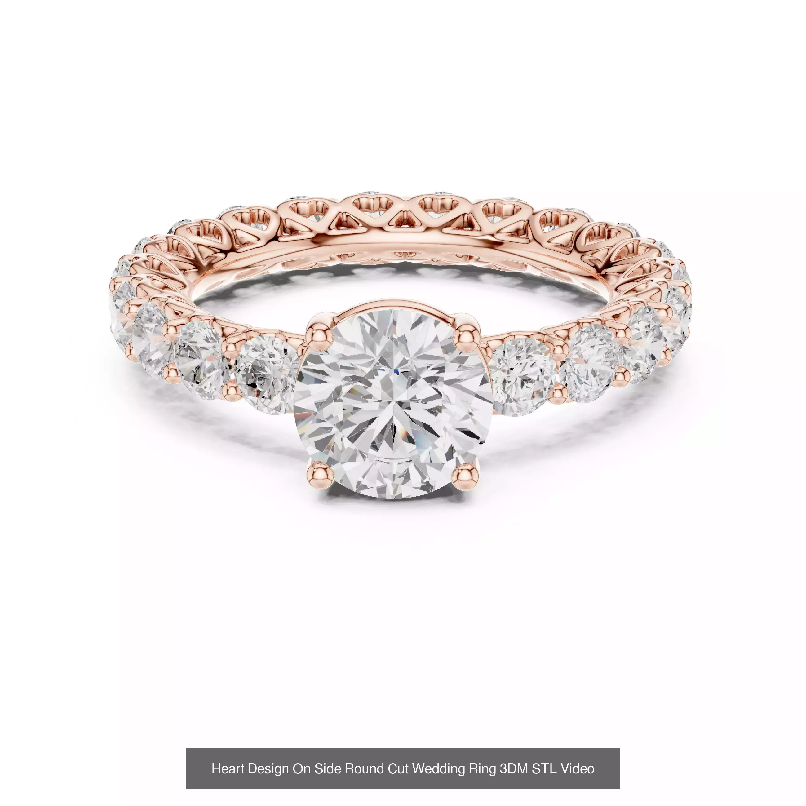 63 Heart Cut Diamond Rings 3DM STL OBJ FBX 3 Color Render Video 3D Model Collection_17