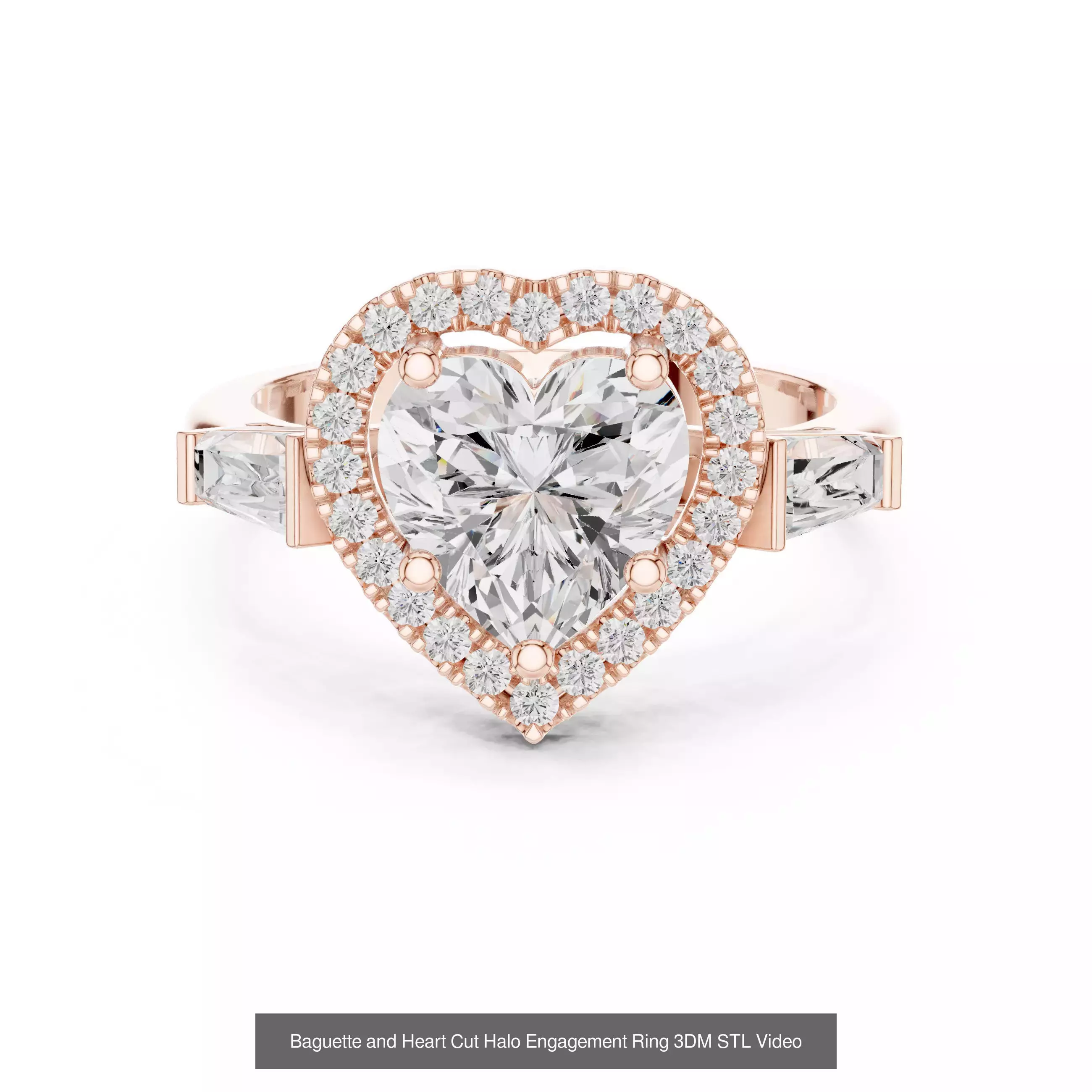 63 Heart Cut Diamond Rings 3DM STL OBJ FBX 3 Color Render Video 3D Model Collection_14