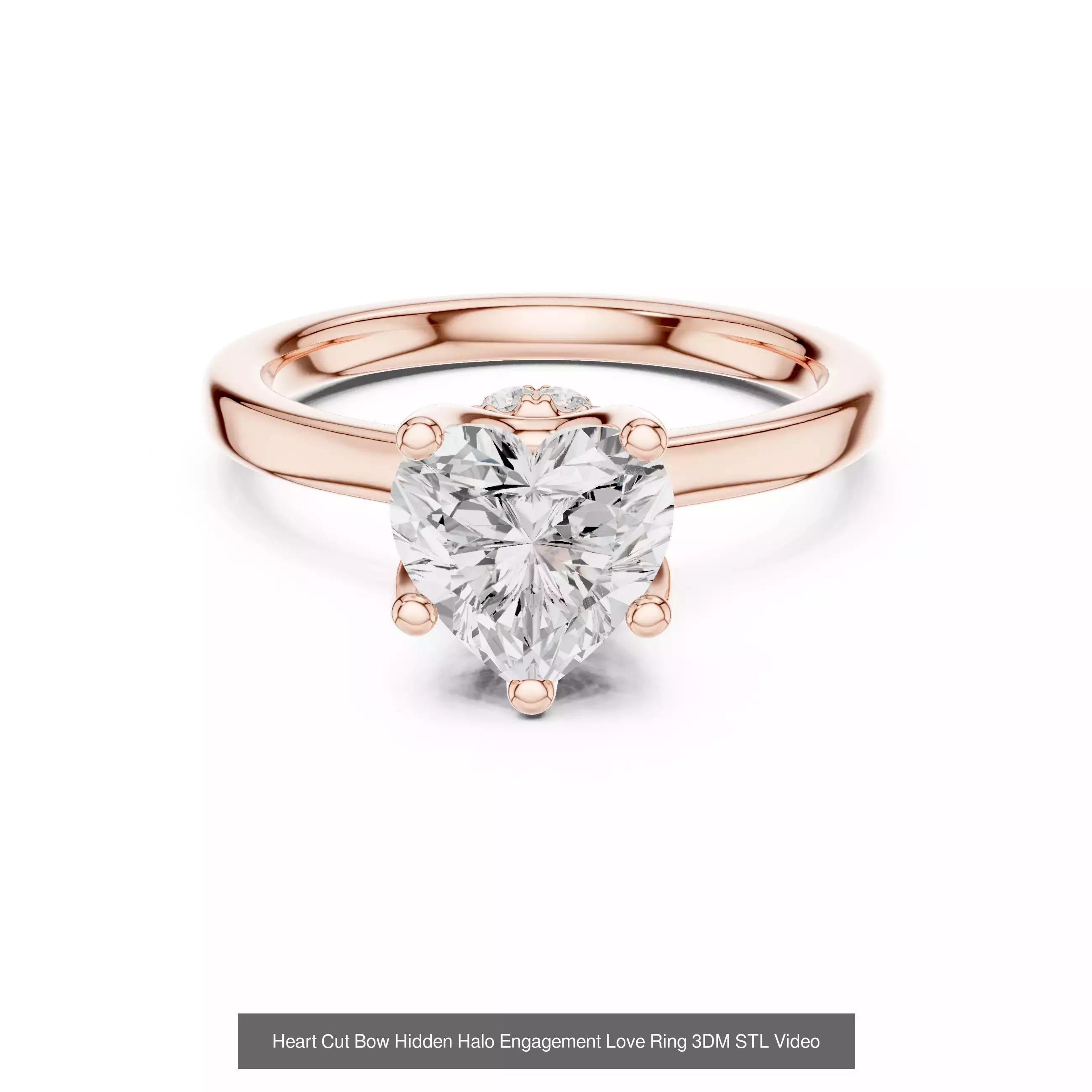 63 Heart Cut Diamond Rings 3DM STL OBJ FBX 3 Color Render Video 3D Model Collection_42