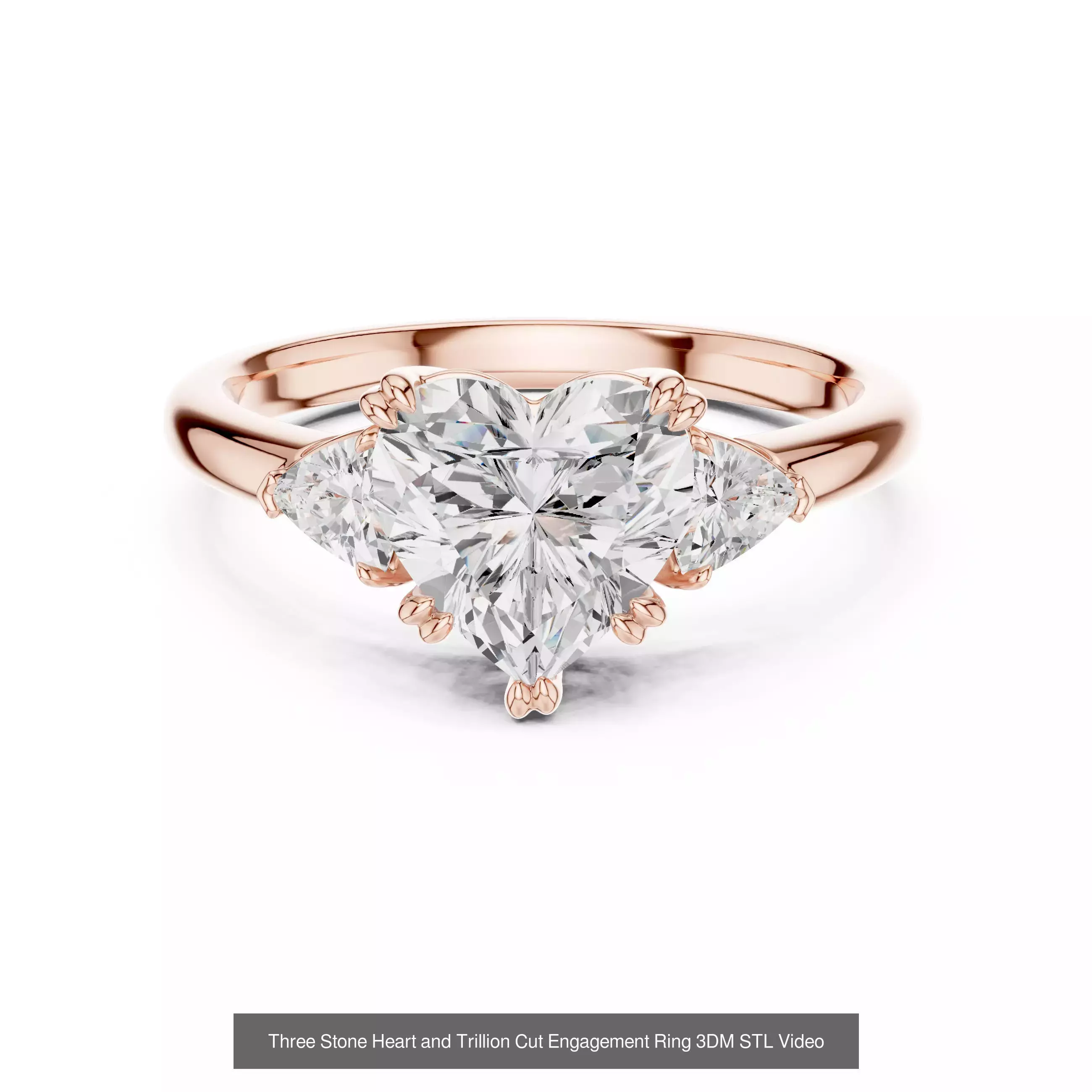 63 Heart Cut Diamond Rings 3DM STL OBJ FBX 3 Color Render Video 3D Model Collection_44