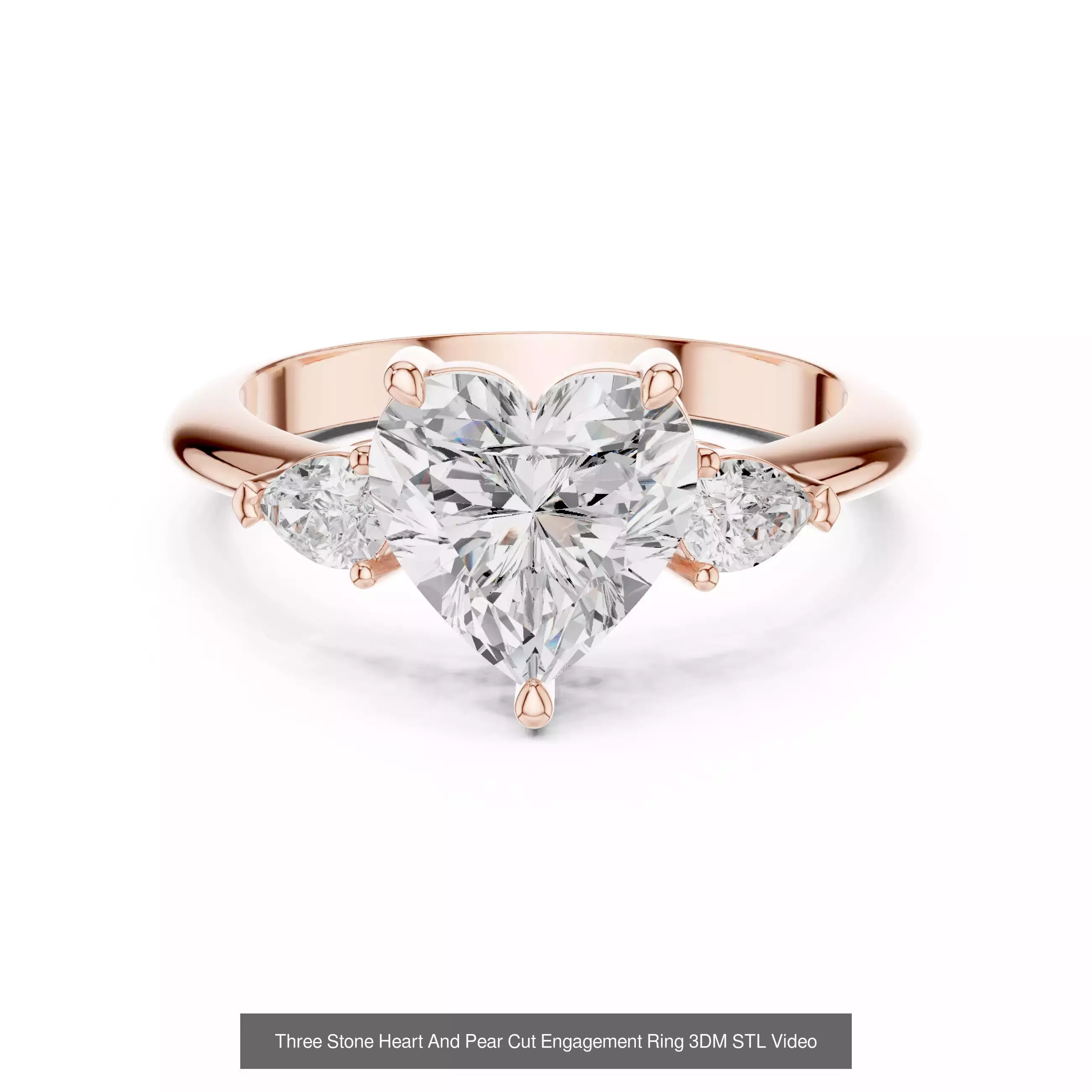 63 Heart Cut Diamond Rings 3DM STL OBJ FBX 3 Color Render Video 3D Model Collection_11