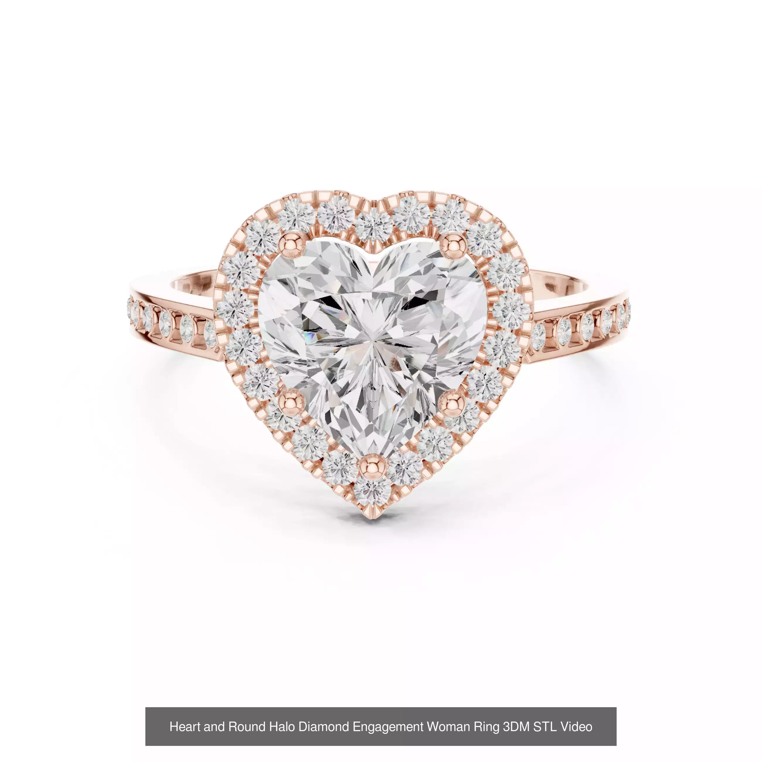 63 Heart Cut Diamond Rings 3DM STL OBJ FBX 3 Color Render Video 3D Model Collection_15