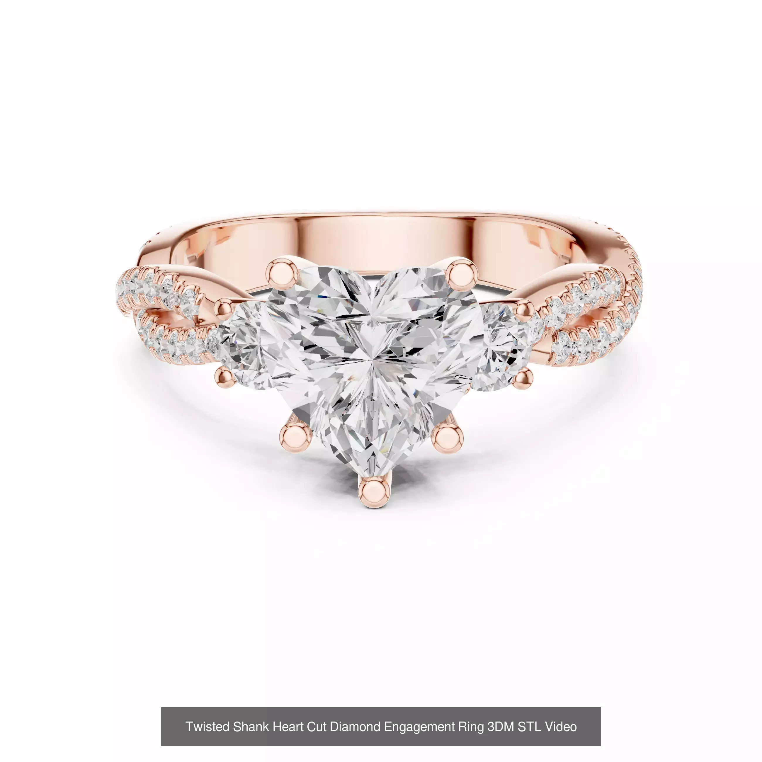 63 Heart Cut Diamond Rings 3DM STL OBJ FBX 3 Color Render Video 3D Model Collection_60