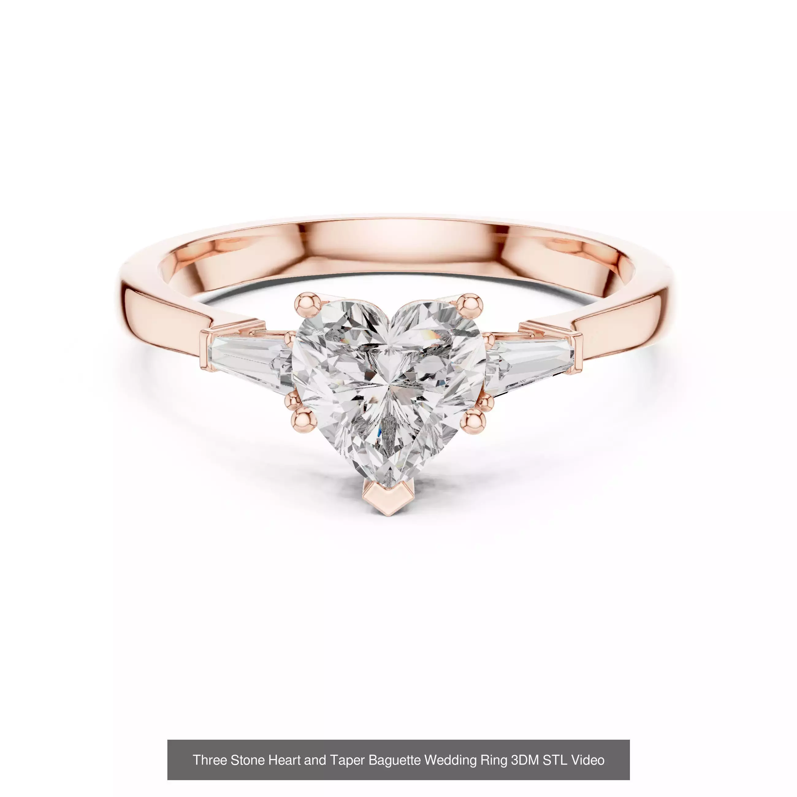 63 Heart Cut Diamond Rings 3DM STL OBJ FBX 3 Color Render Video 3D Model Collection_28