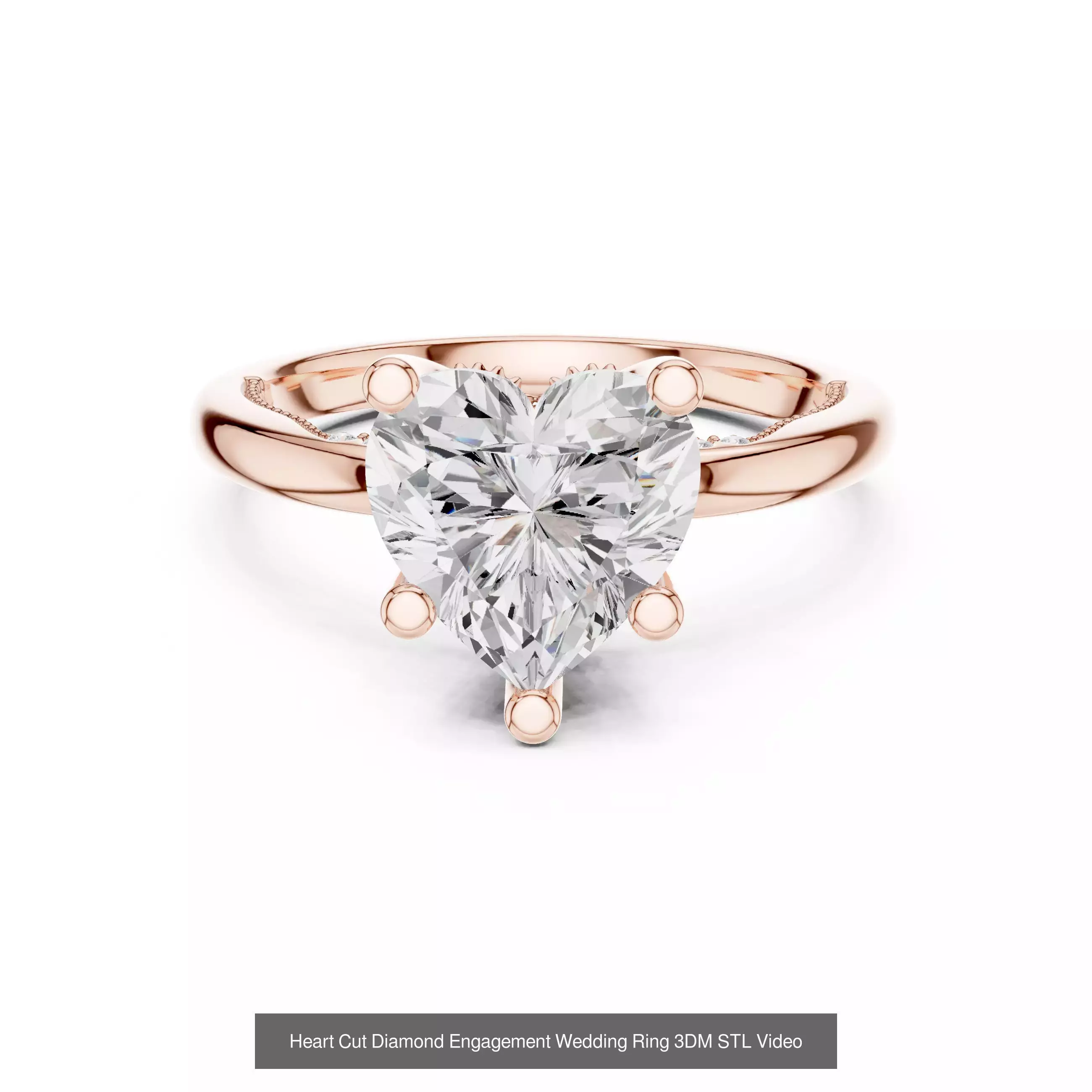 63 Heart Cut Diamond Rings 3DM STL OBJ FBX 3 Color Render Video 3D Model Collection_41