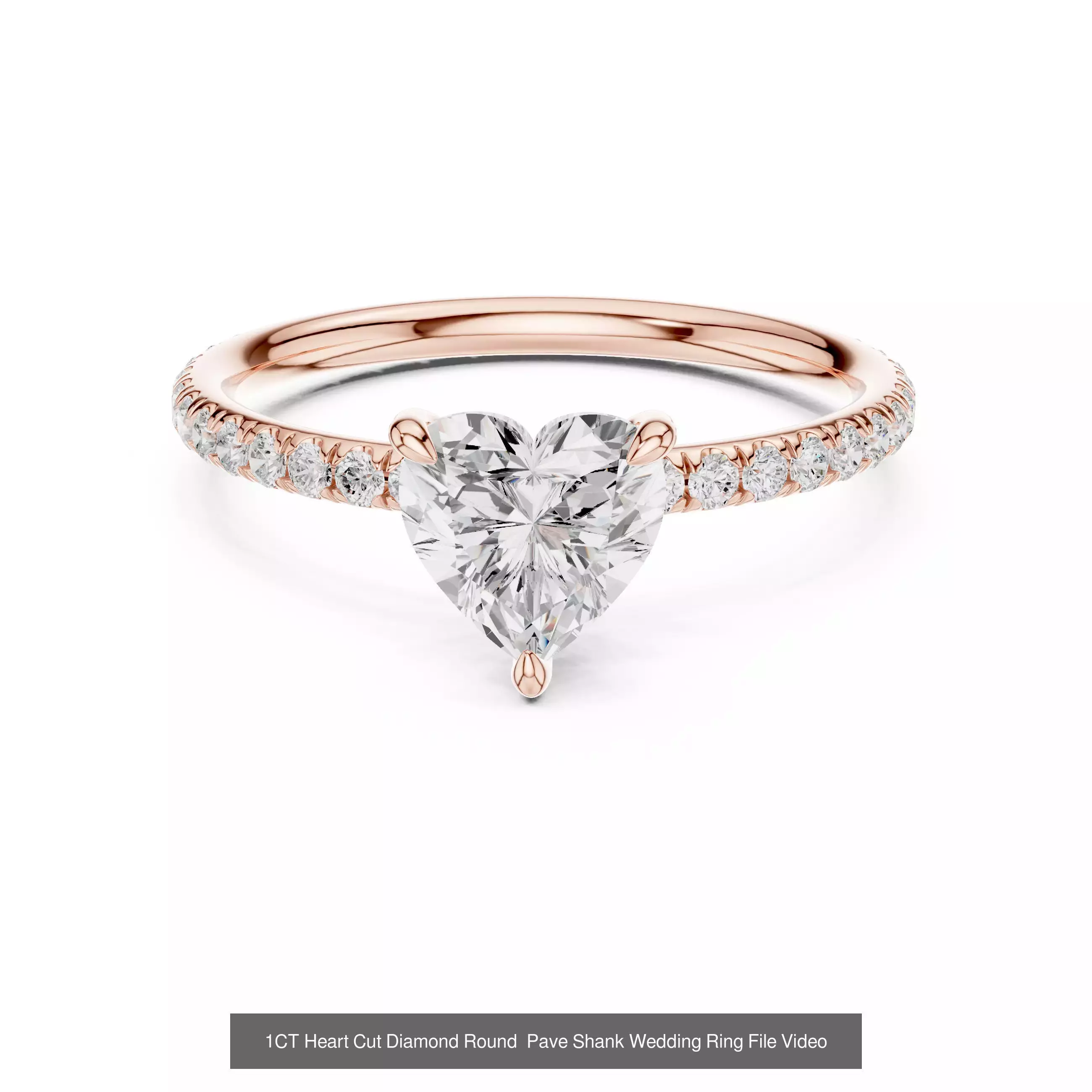 63 Heart Cut Diamond Rings 3DM STL OBJ FBX 3 Color Render Video 3D Model Collection_63