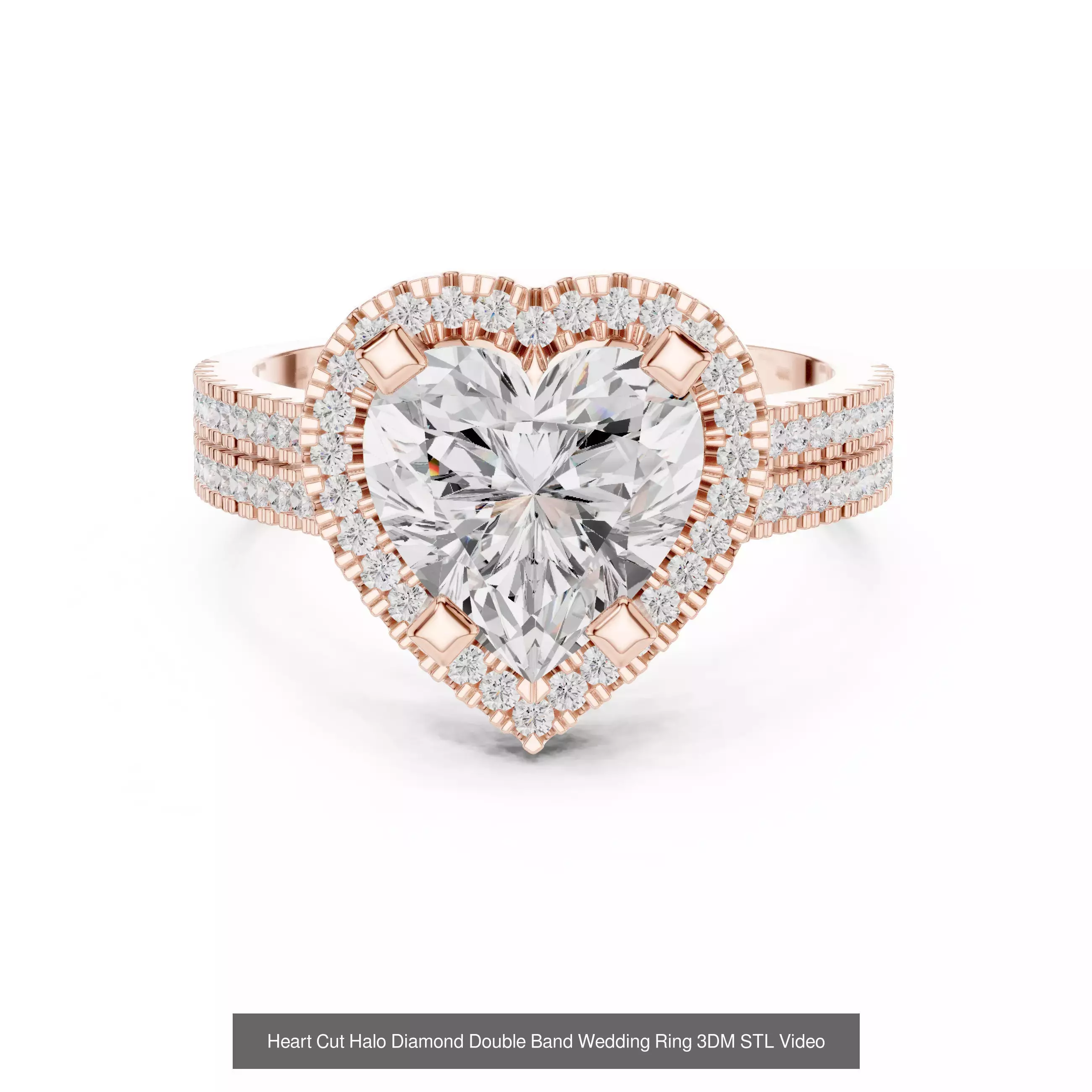 63 Heart Cut Diamond Rings 3DM STL OBJ FBX 3 Color Render Video 3D Model Collection_13