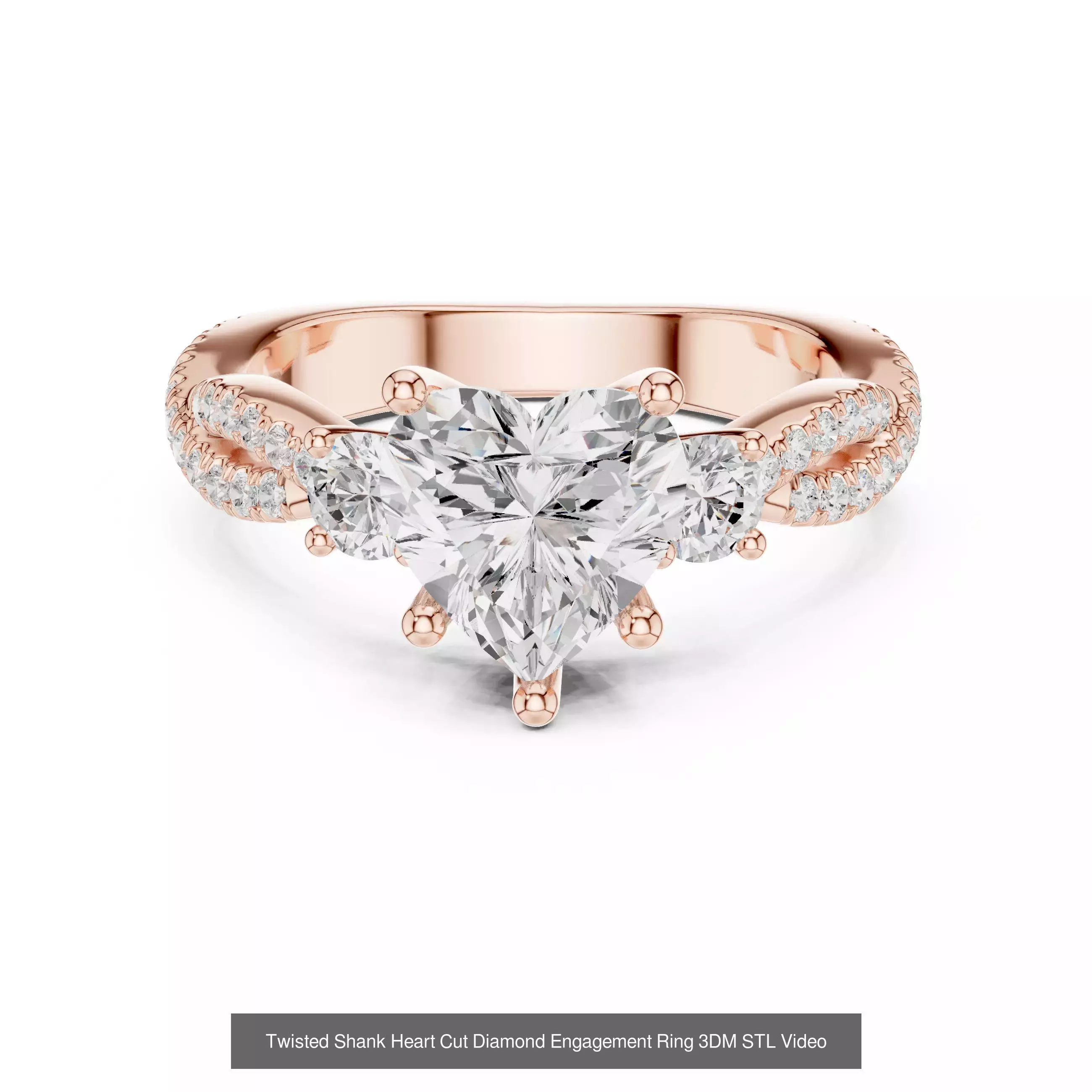 63 Heart Cut Diamond Rings 3DM STL OBJ FBX 3 Color Render Video 3D Model Collection_53