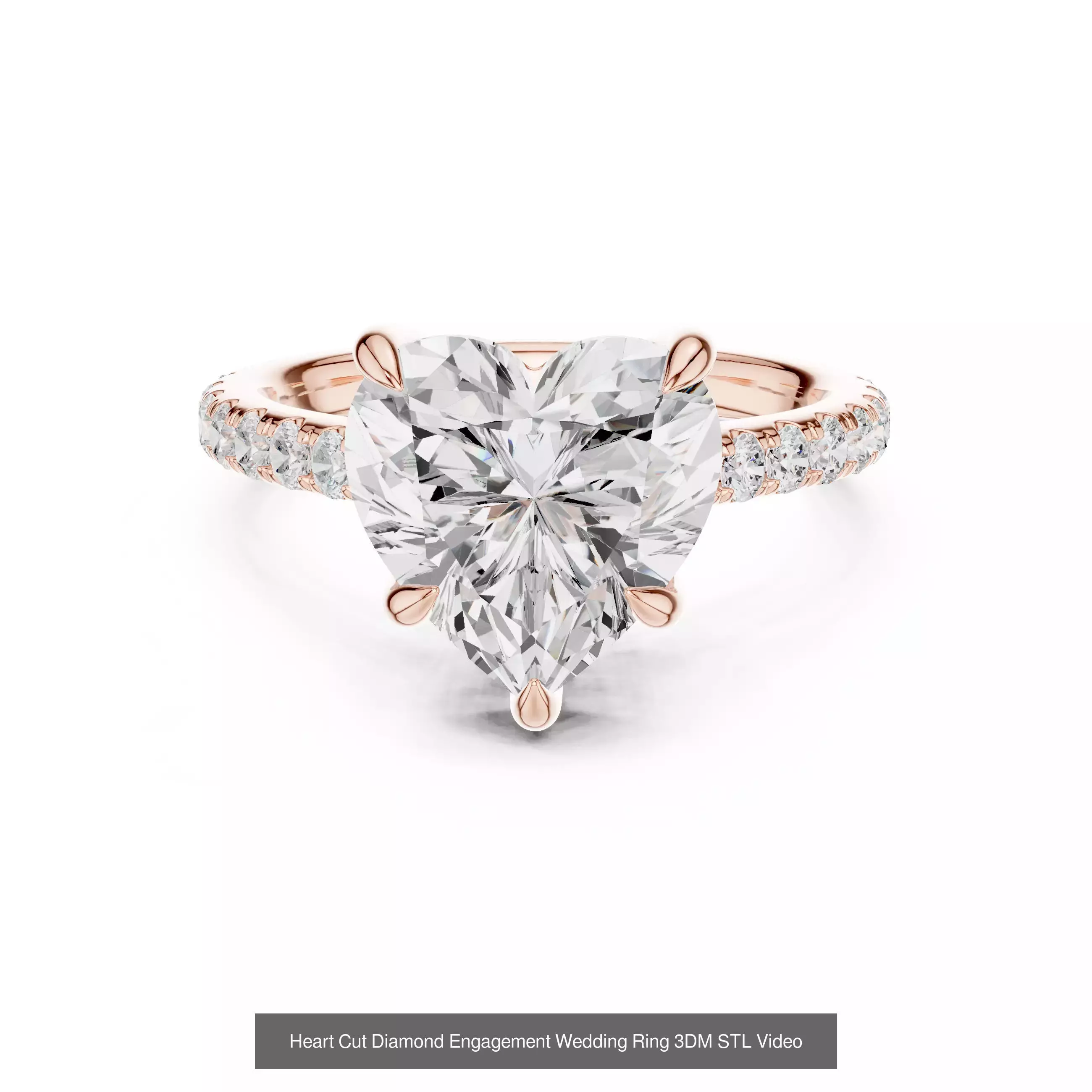 63 Heart Cut Diamond Rings 3DM STL OBJ FBX 3 Color Render Video 3D Model Collection_59