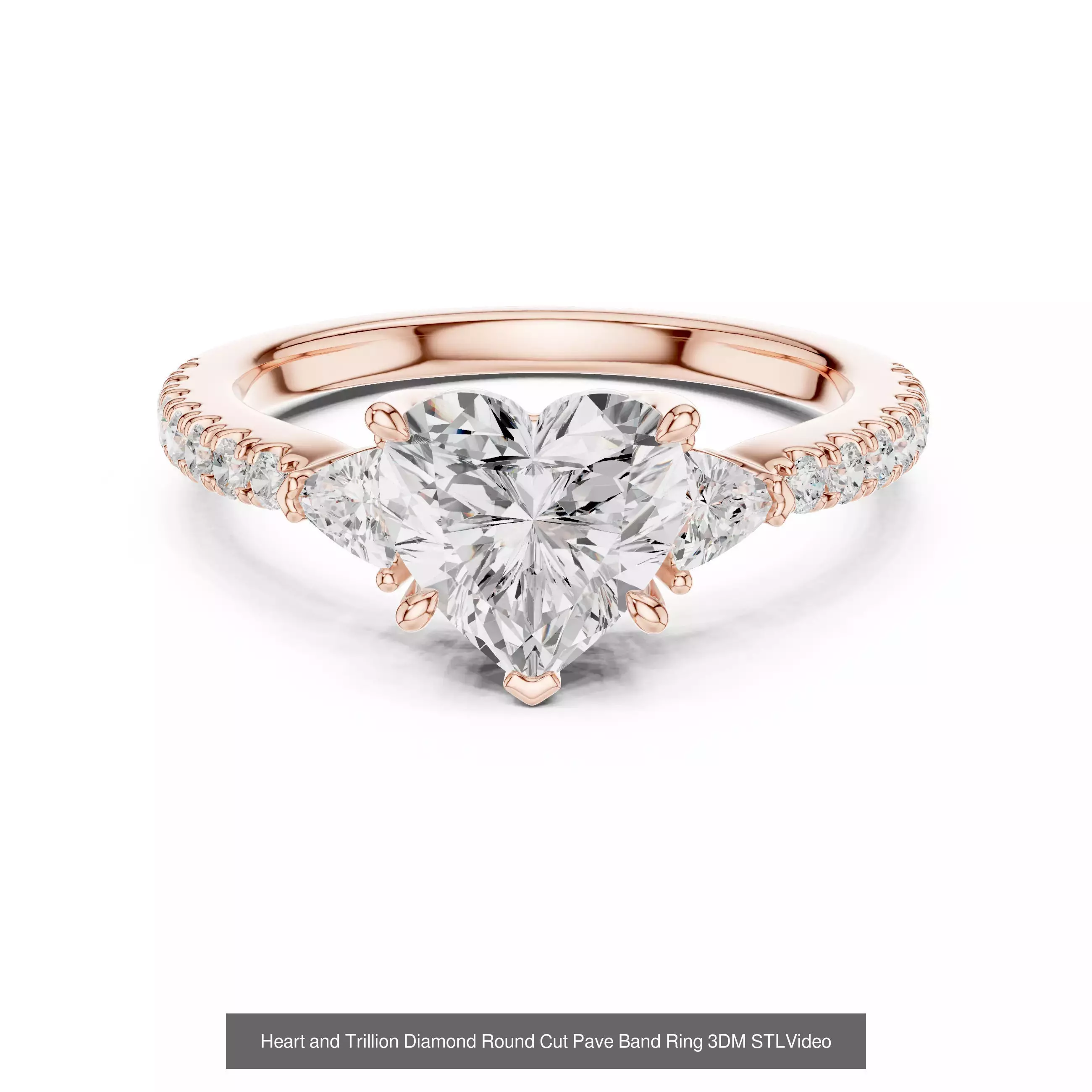 63 Heart Cut Diamond Rings 3DM STL OBJ FBX 3 Color Render Video 3D Model Collection_54