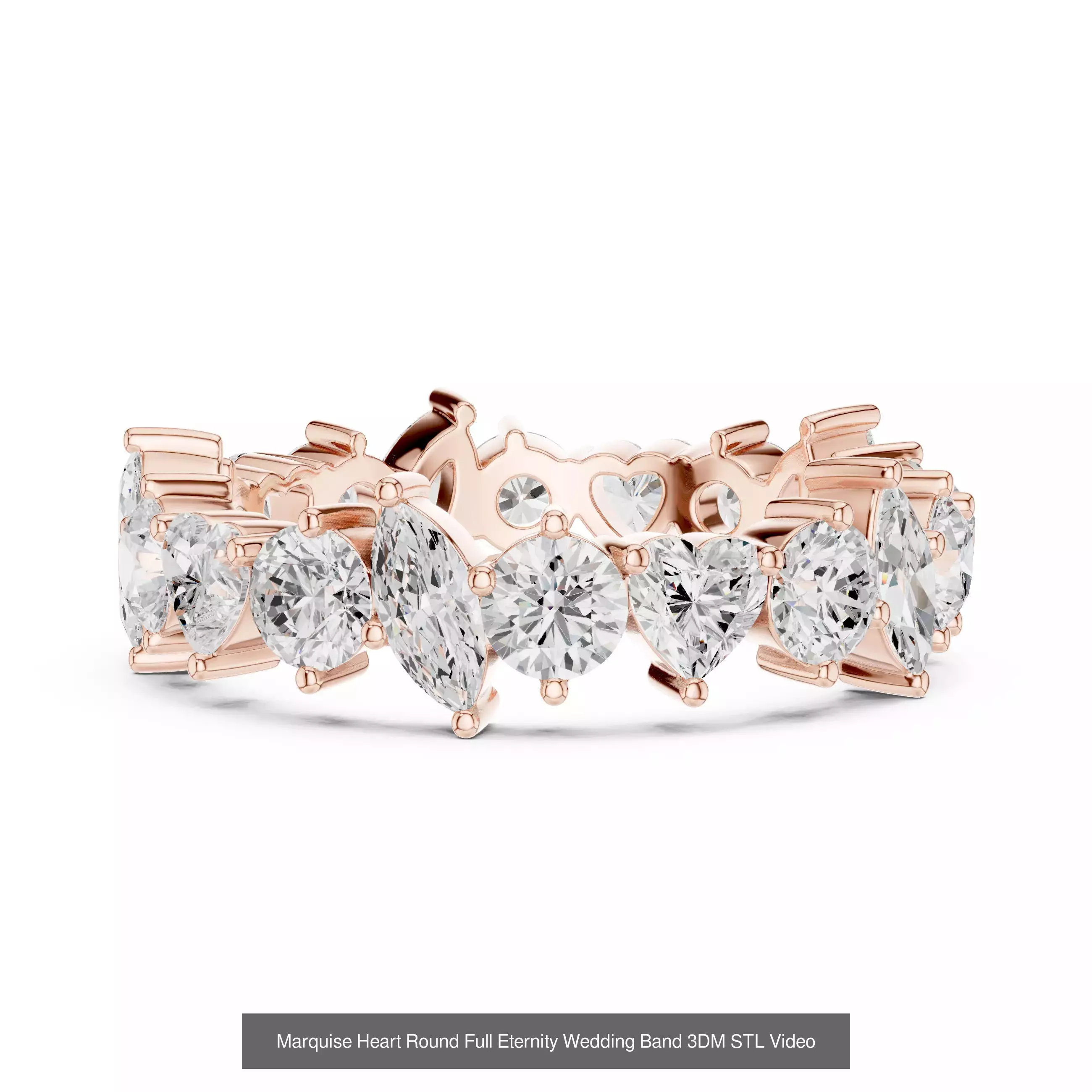 63 Heart Cut Diamond Rings 3DM STL OBJ FBX 3 Color Render Video 3D Model Collection_21