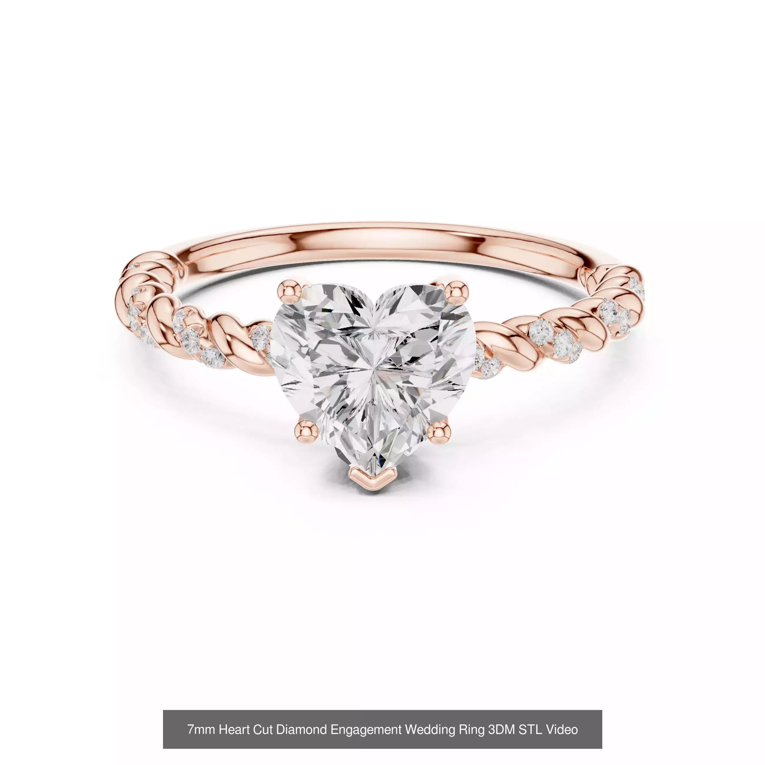 63 Heart Cut Diamond Rings 3DM STL OBJ FBX 3 Color Render Video 3D Model Collection_22