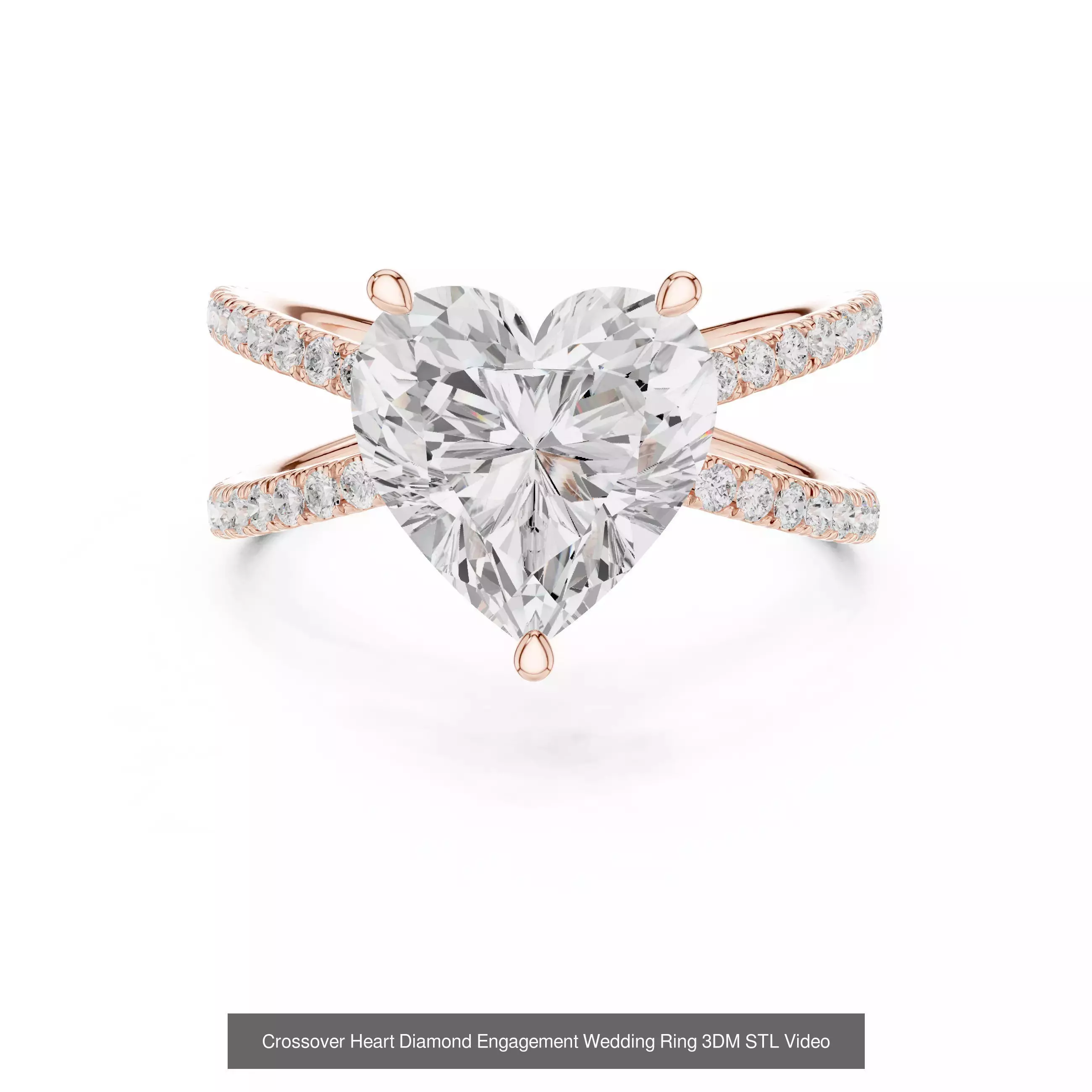 63 Heart Cut Diamond Rings 3DM STL OBJ FBX 3 Color Render Video 3D Model Collection_65