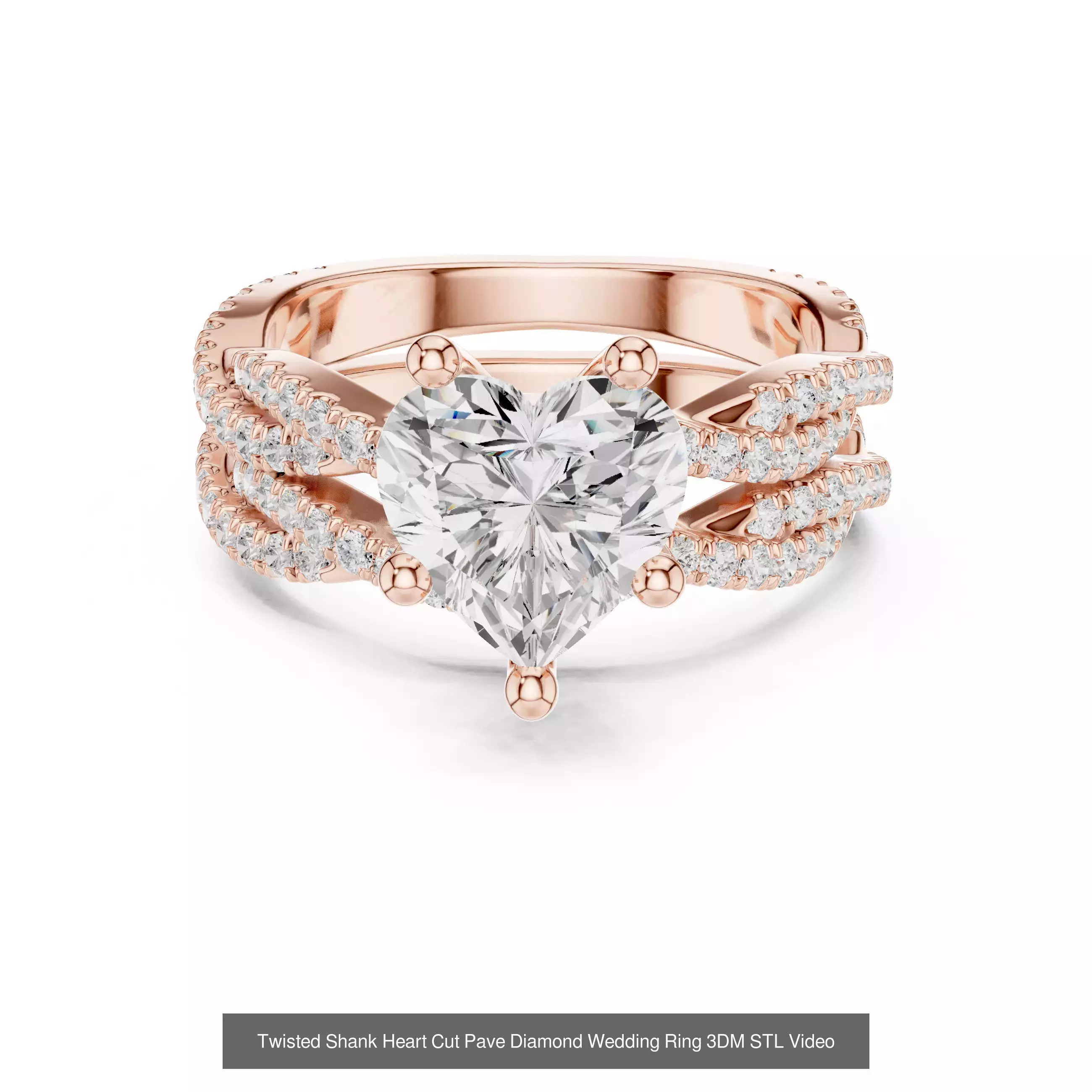 63 Heart Cut Diamond Rings 3DM STL OBJ FBX 3 Color Render Video 3D Model Collection_34