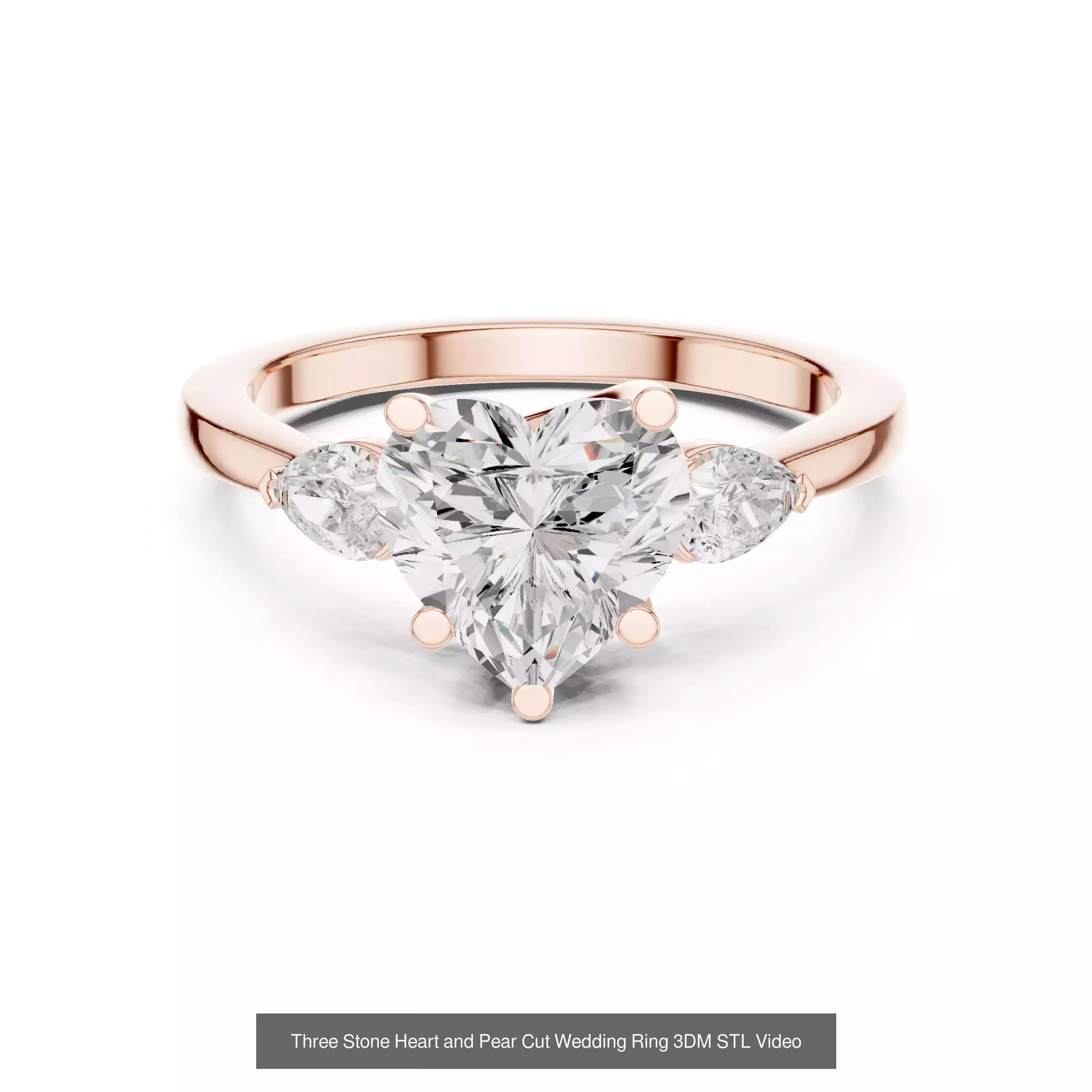 63 Heart Cut Diamond Rings 3DM STL OBJ FBX 3 Color Render Video 3D Model Collection_30