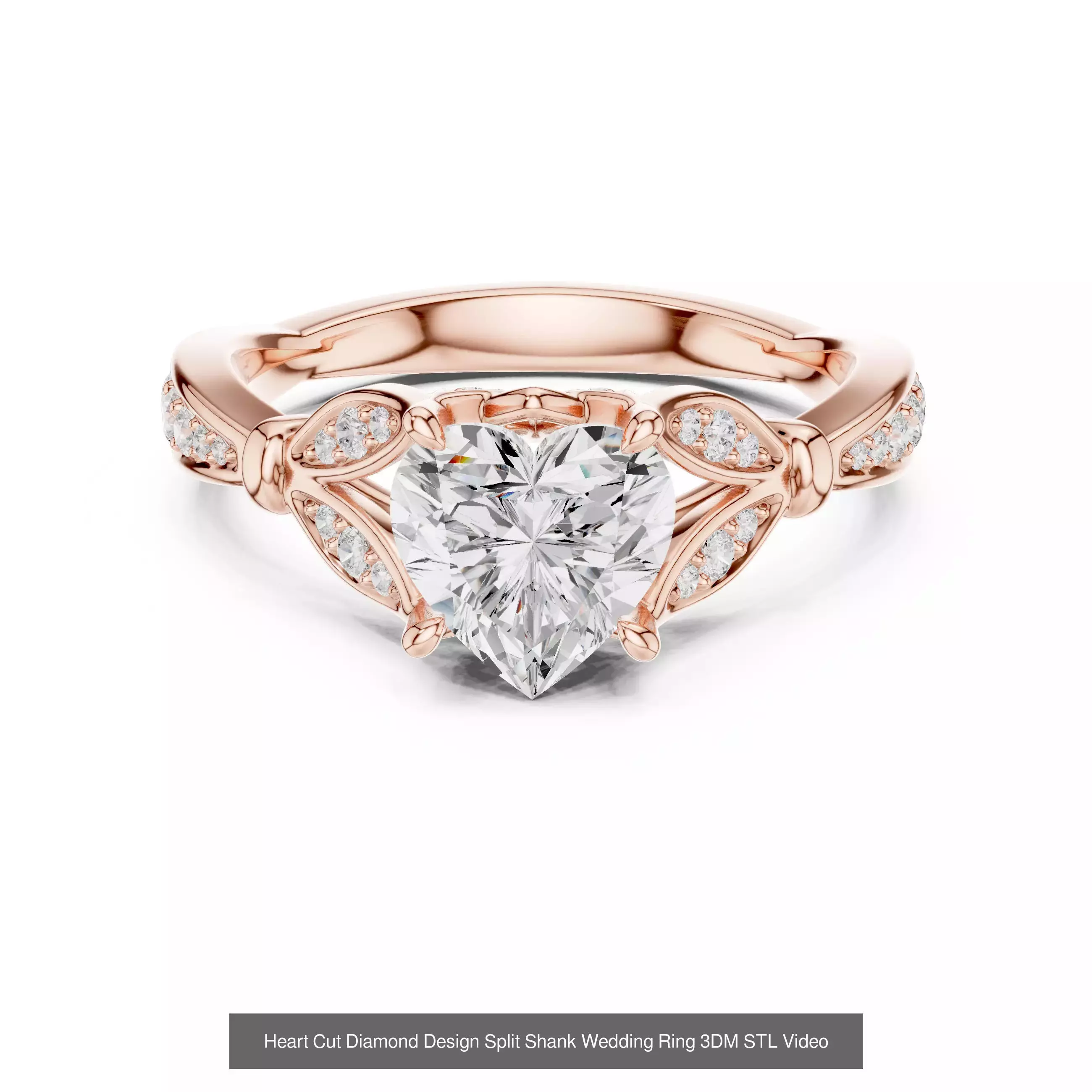 63 Heart Cut Diamond Rings 3DM STL OBJ FBX 3 Color Render Video 3D Model Collection_47