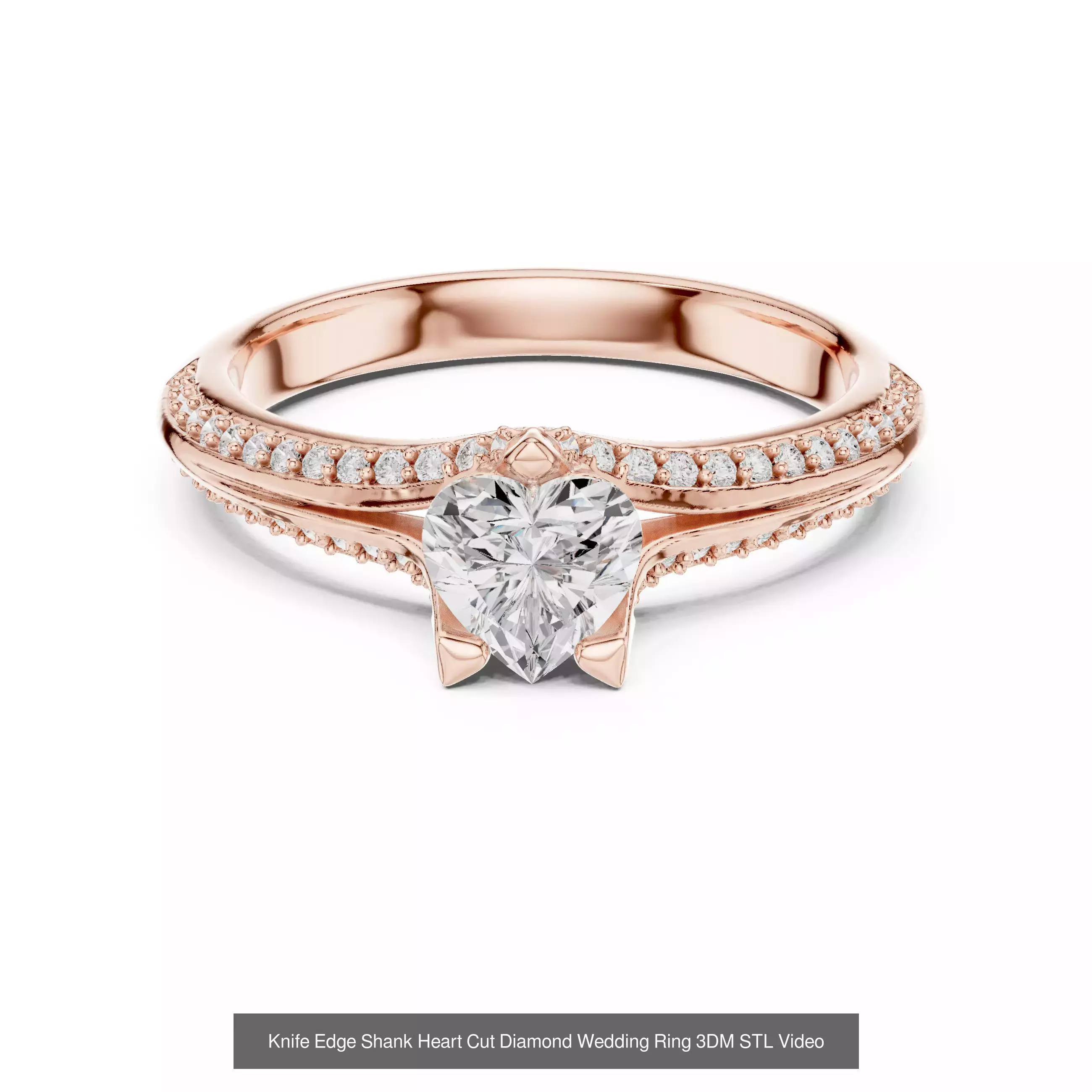 63 Heart Cut Diamond Rings 3DM STL OBJ FBX 3 Color Render Video 3D Model Collection_48