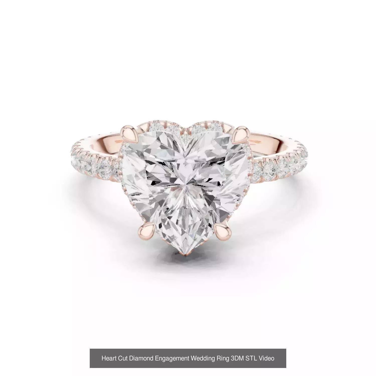 63 Heart Cut Diamond Rings 3DM STL OBJ FBX 3 Color Render Video 3D Model Collection_40