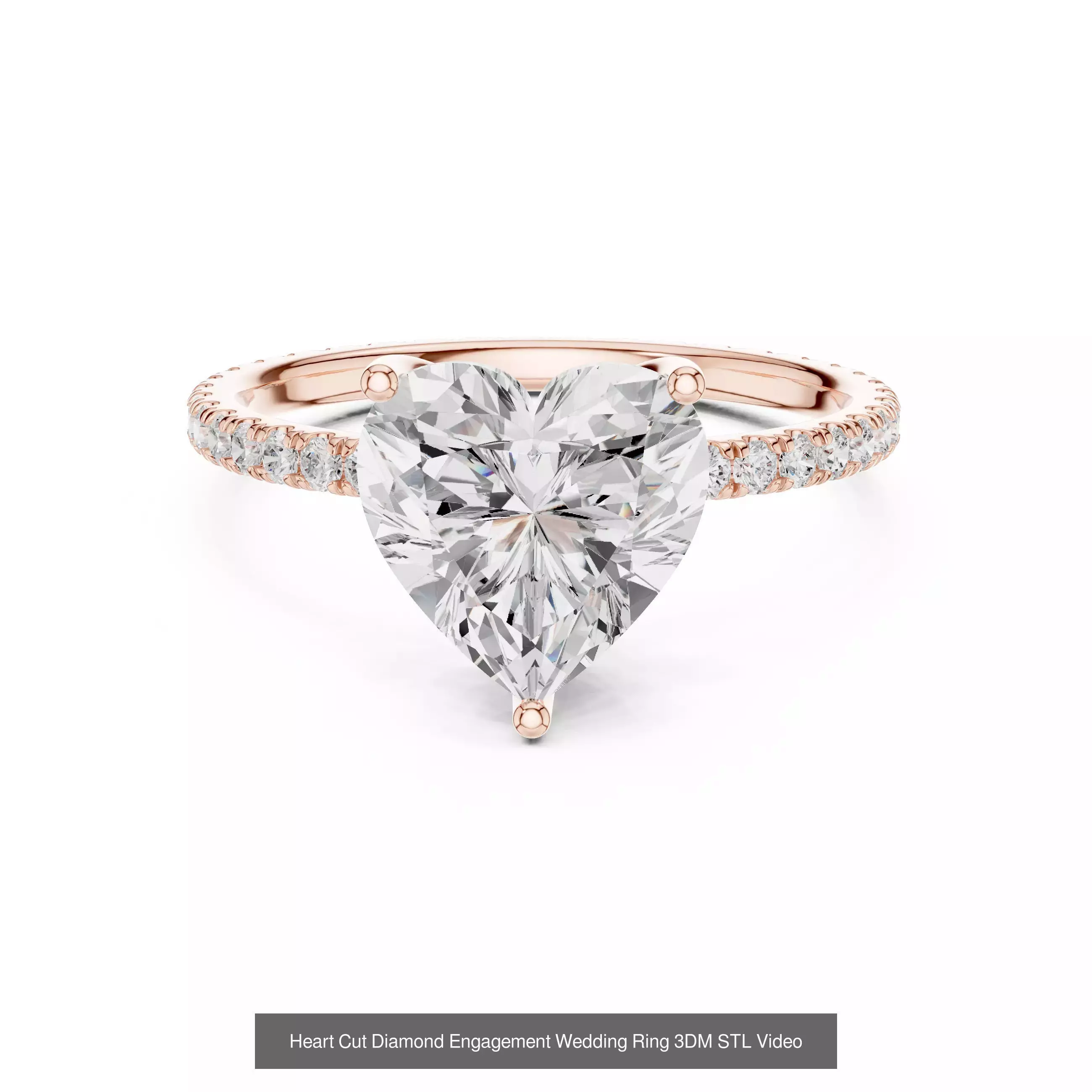 63 Heart Cut Diamond Rings 3DM STL OBJ FBX 3 Color Render Video 3D Model Collection_64