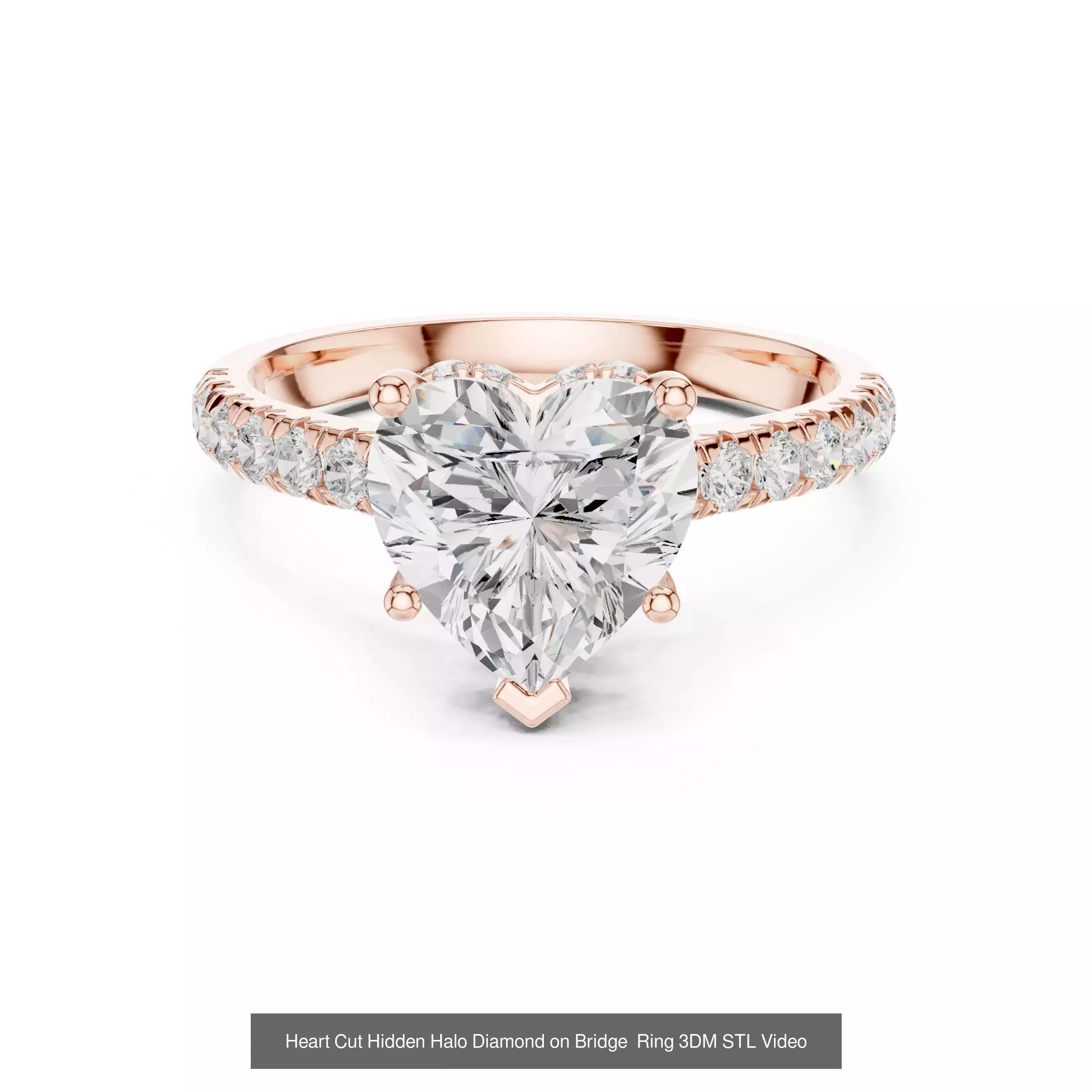 63 Heart Cut Diamond Rings 3DM STL OBJ FBX 3 Color Render Video 3D Model Collection_29