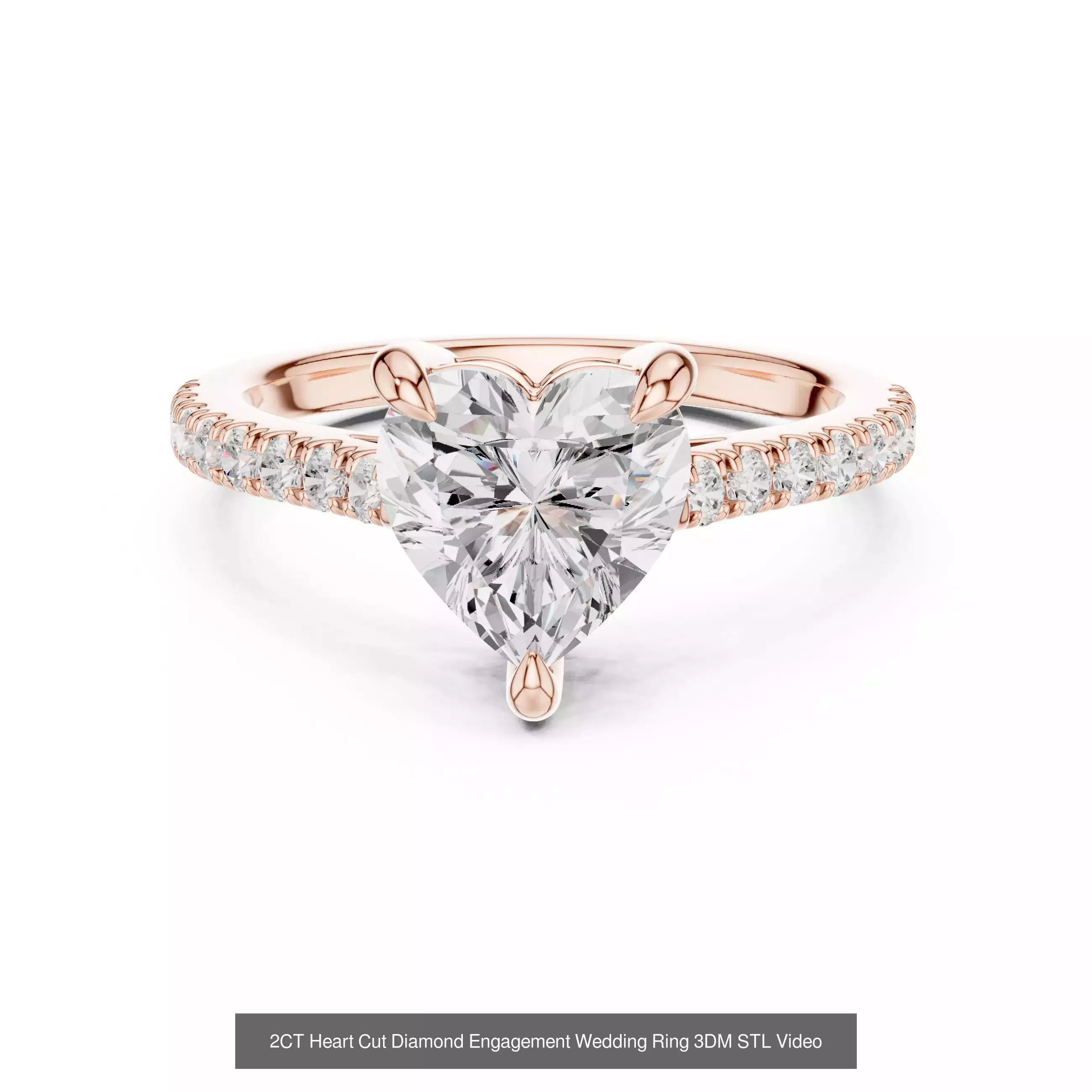 63 Heart Cut Diamond Rings 3DM STL OBJ FBX 3 Color Render Video 3D Model Collection_36