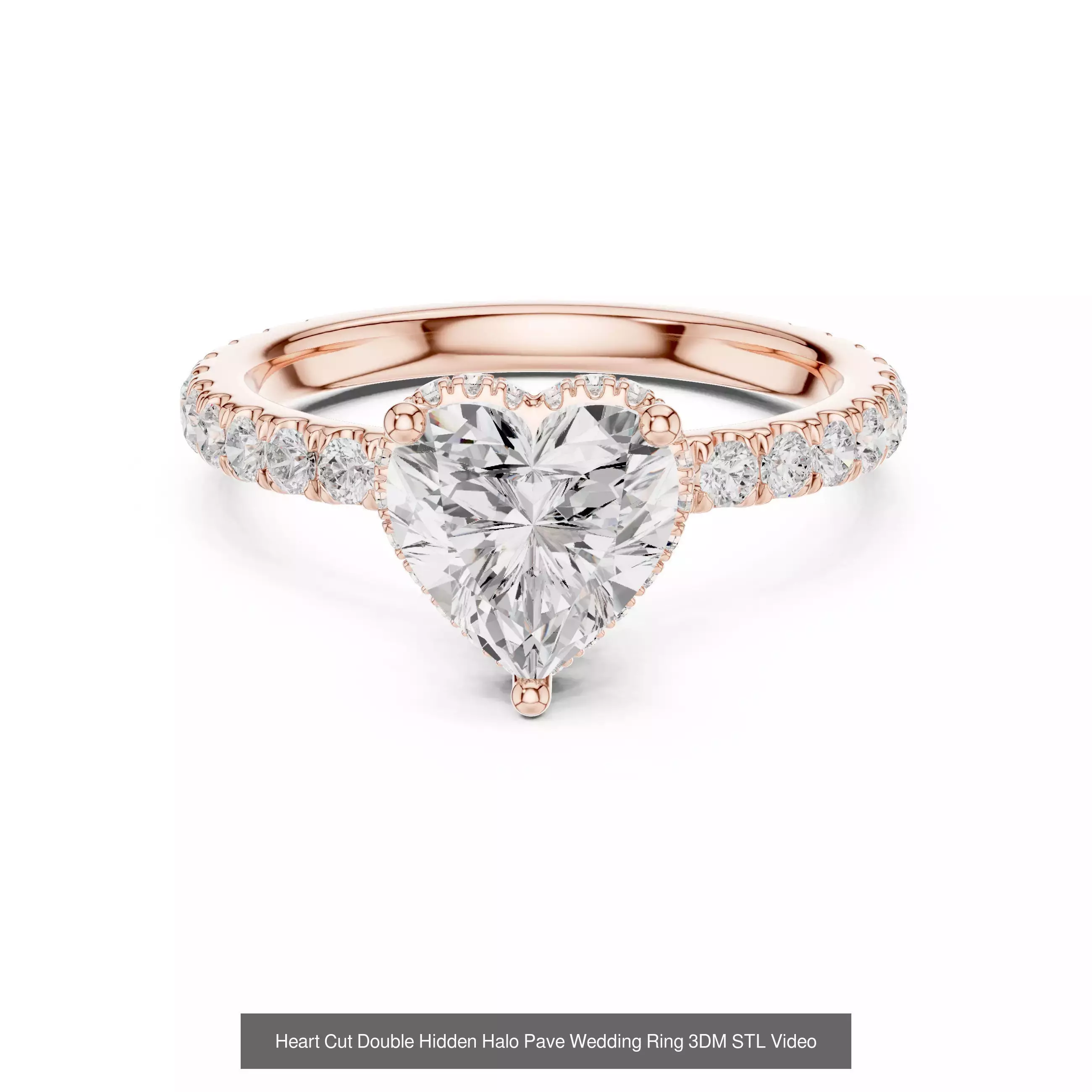 63 Heart Cut Diamond Rings 3DM STL OBJ FBX 3 Color Render Video 3D Model Collection_56