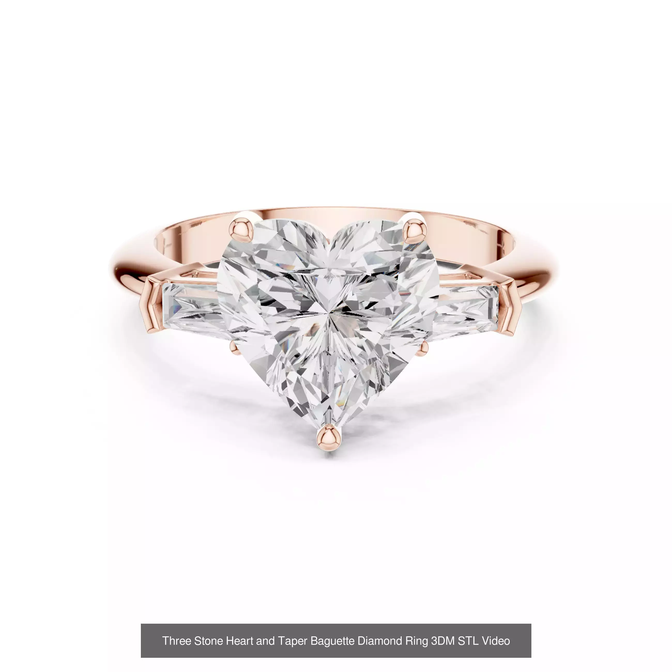 63 Heart Cut Diamond Rings 3DM STL OBJ FBX 3 Color Render Video 3D Model Collection_12