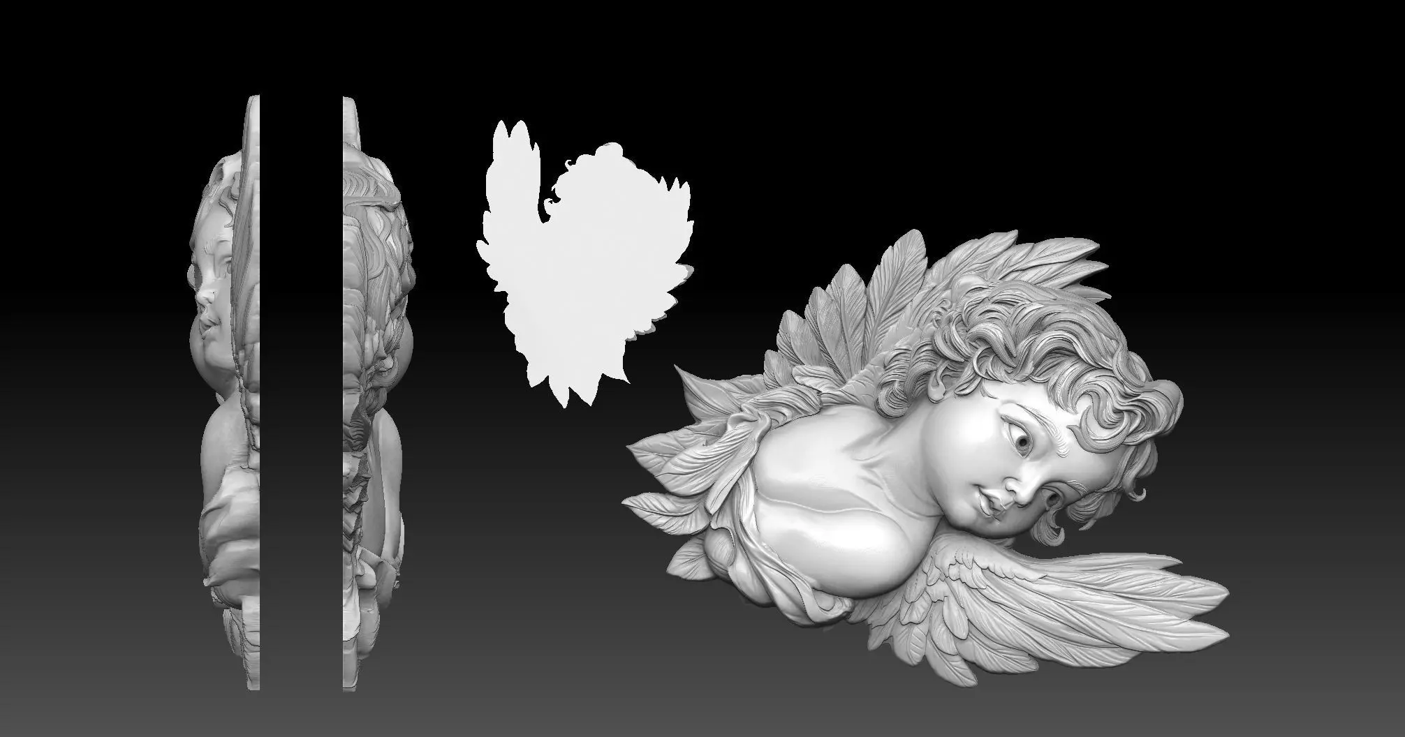 Cherub Angel with Wings 3D print model_3