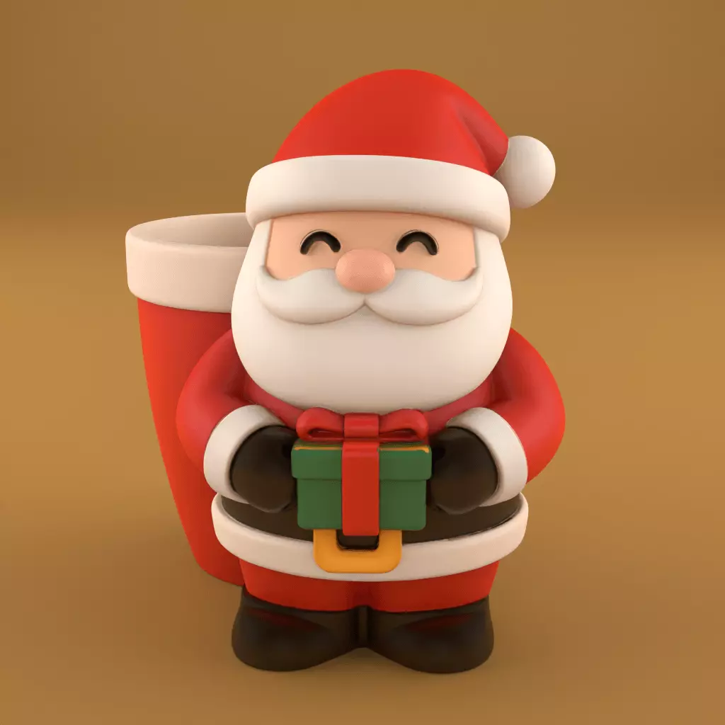 Festive Santa Planter Candy Candle Holder 3D print model
