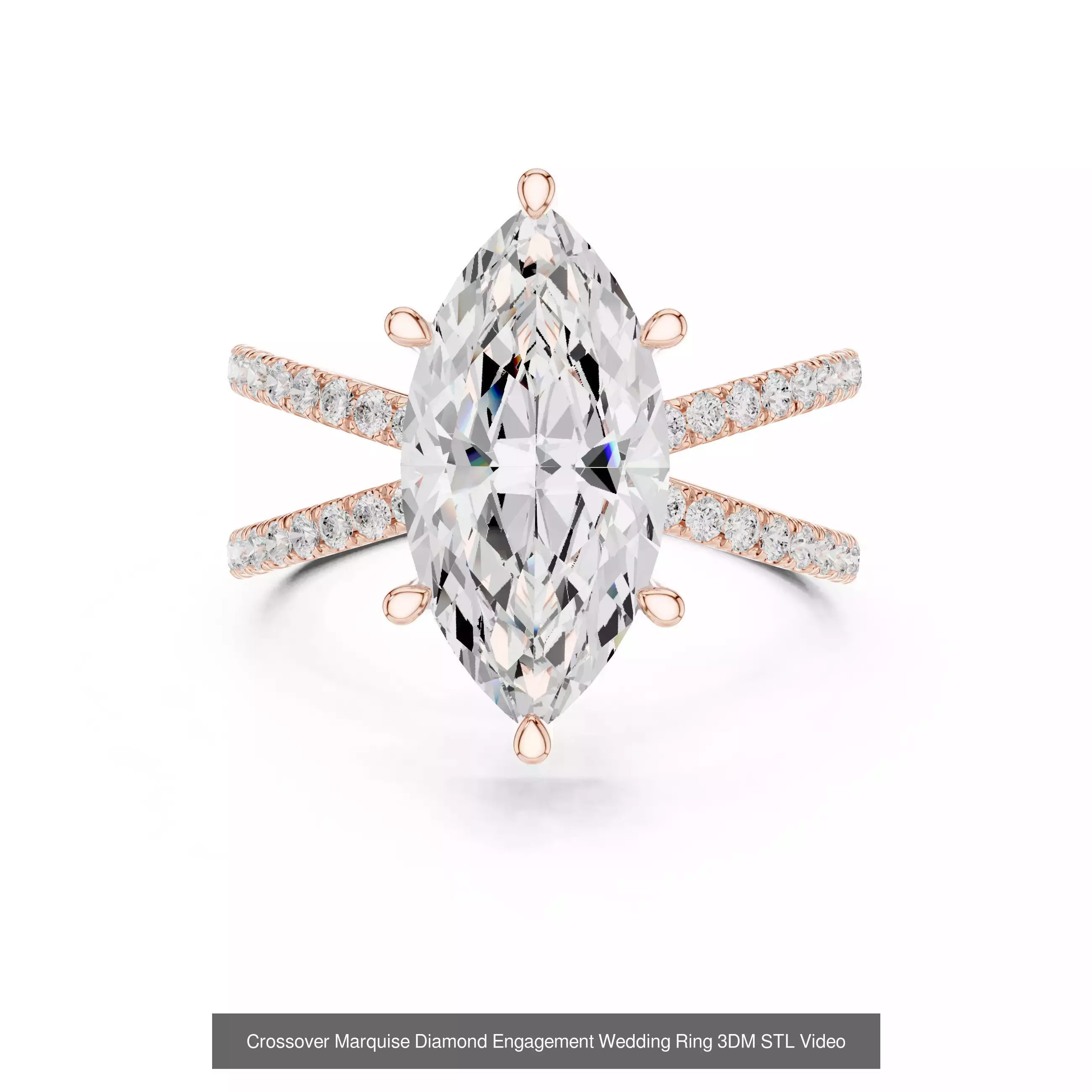 167 Marquise Diamond Rings 3DM STL OBJ FBX 3 Color Video 3D Model Collection_183