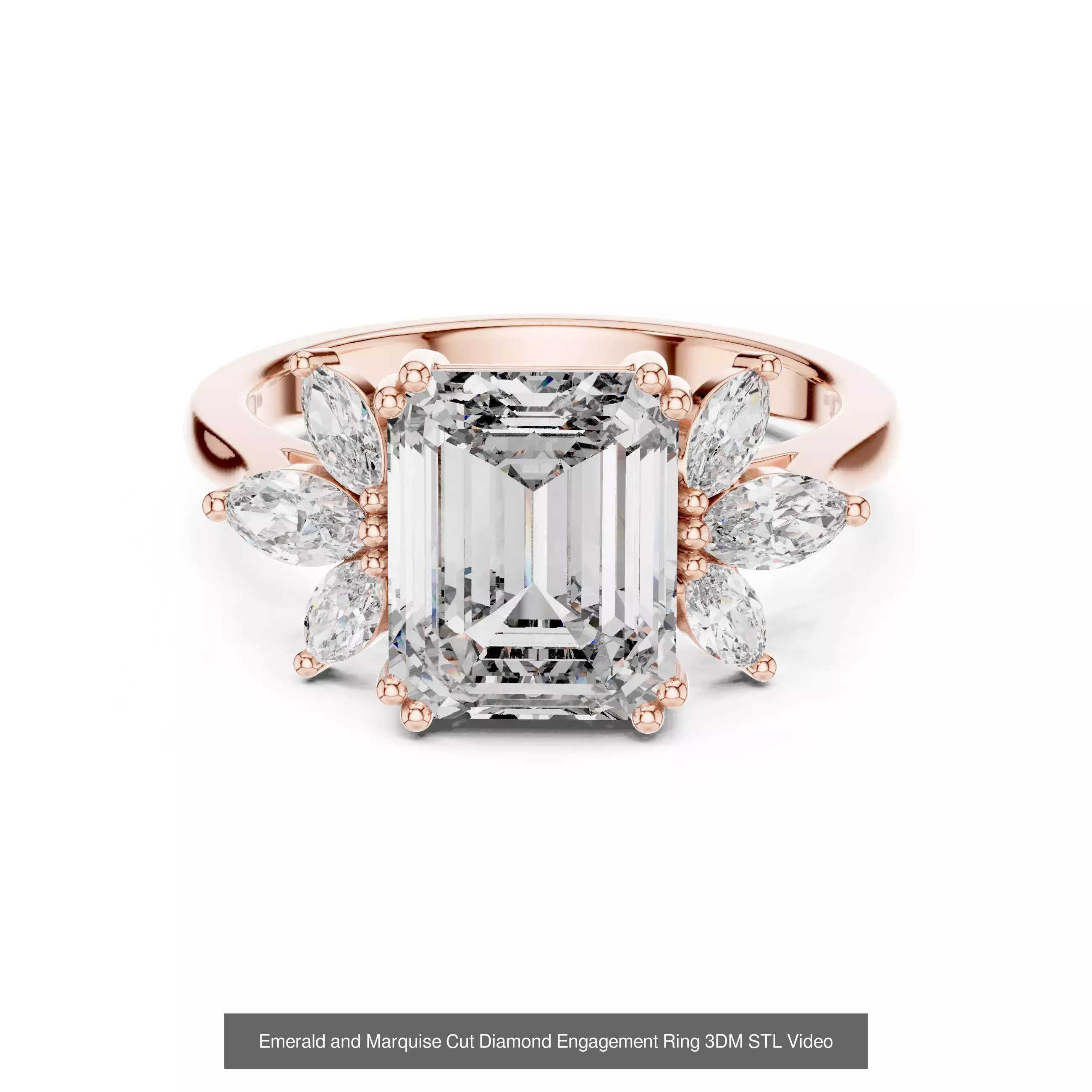 167 Marquise Diamond Rings 3DM STL OBJ FBX 3 Color Video 3D Model Collection_109