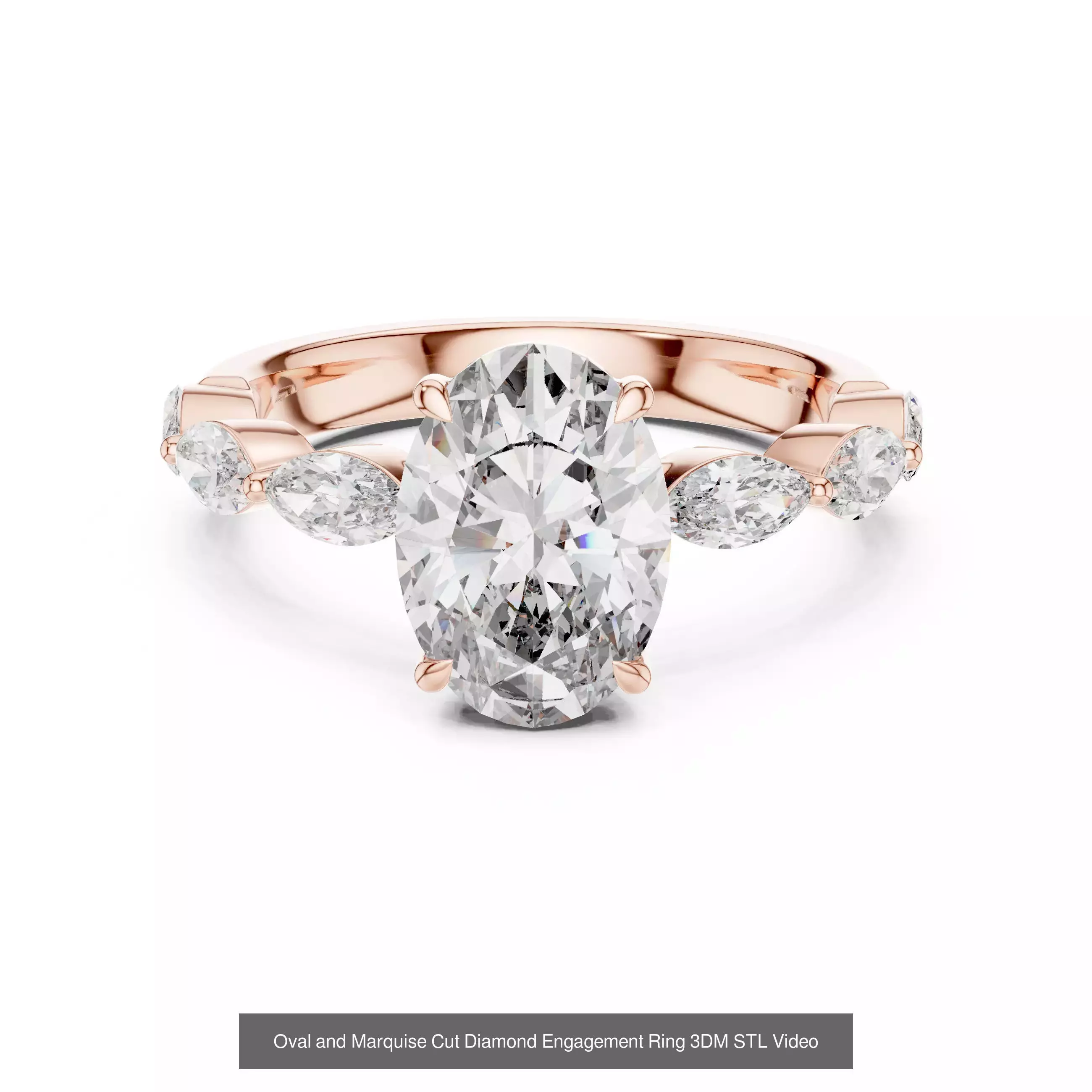 167 Marquise Diamond Rings 3DM STL OBJ FBX 3 Color Video 3D Model Collection_97