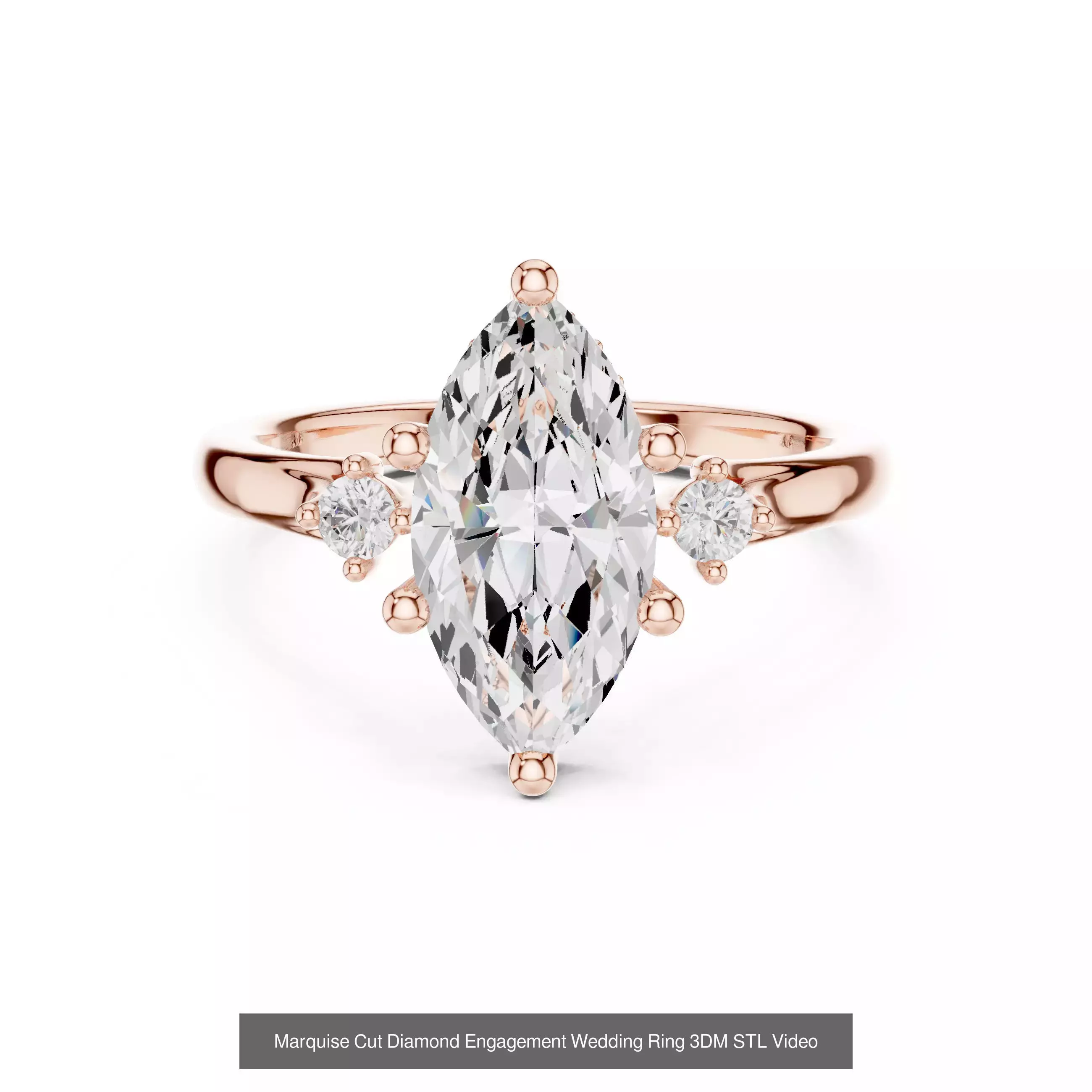 167 Marquise Diamond Rings 3DM STL OBJ FBX 3 Color Video 3D Model Collection_171