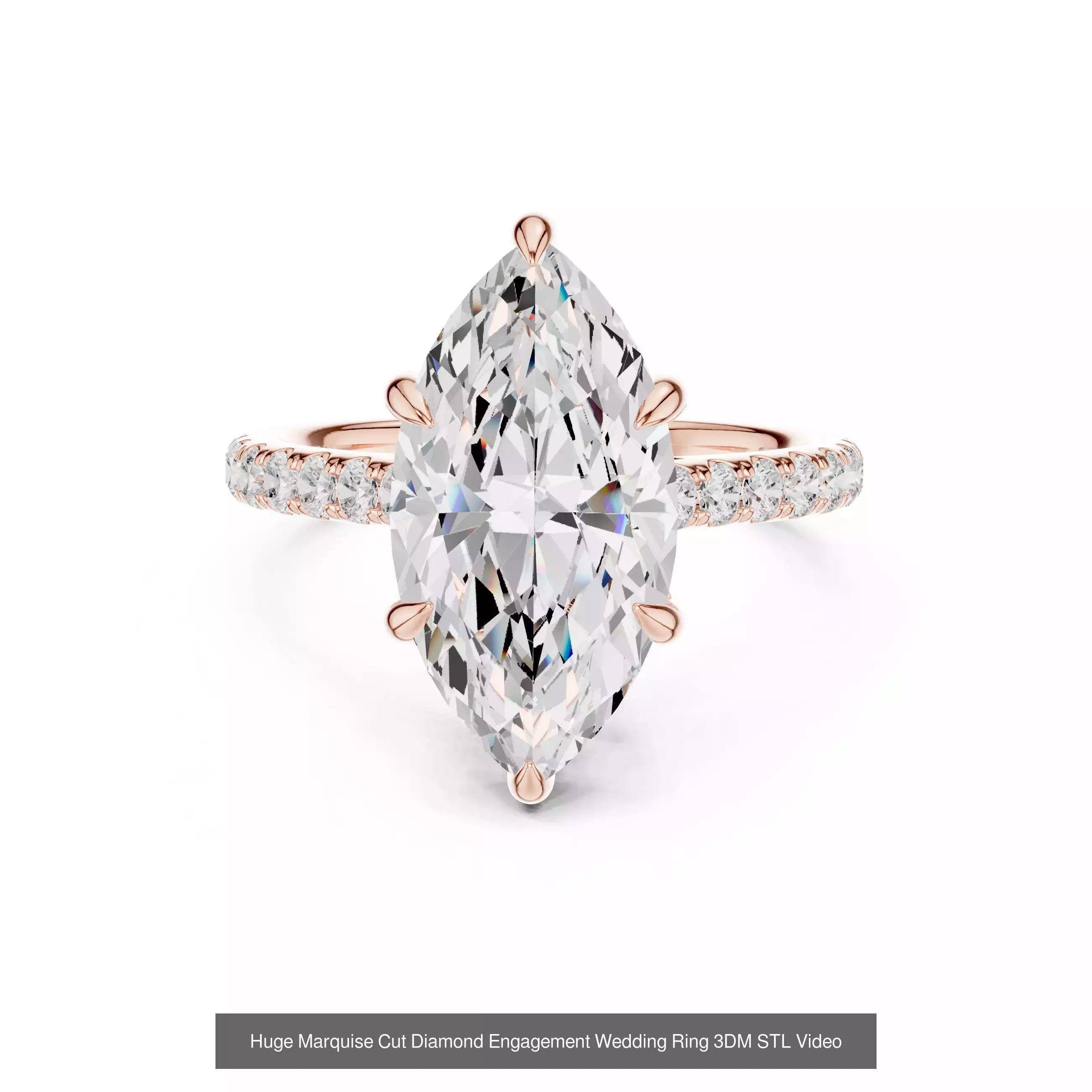 167 Marquise Diamond Rings 3DM STL OBJ FBX 3 Color Video 3D Model Collection_175