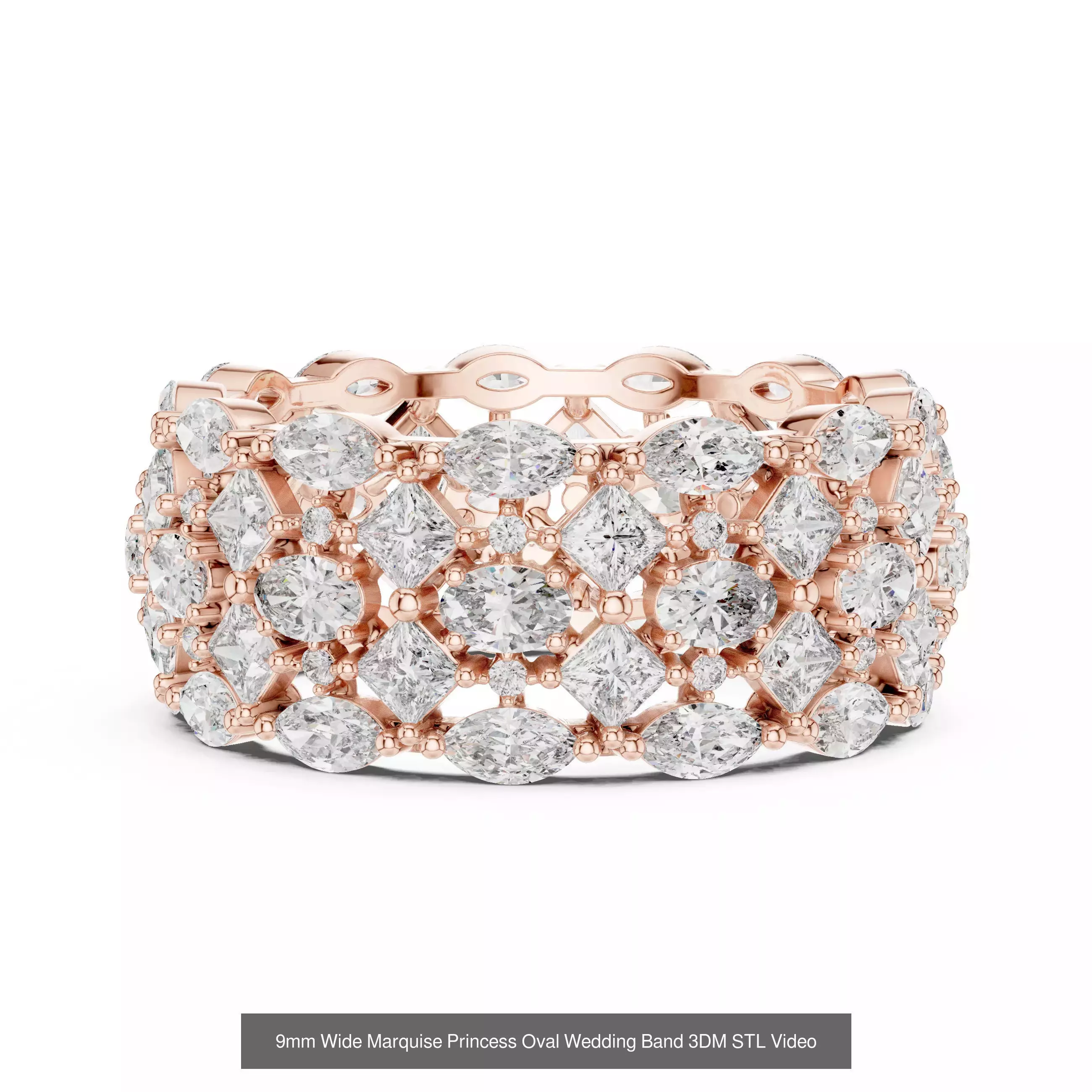 167 Marquise Diamond Rings 3DM STL OBJ FBX 3 Color Video 3D Model Collection_113