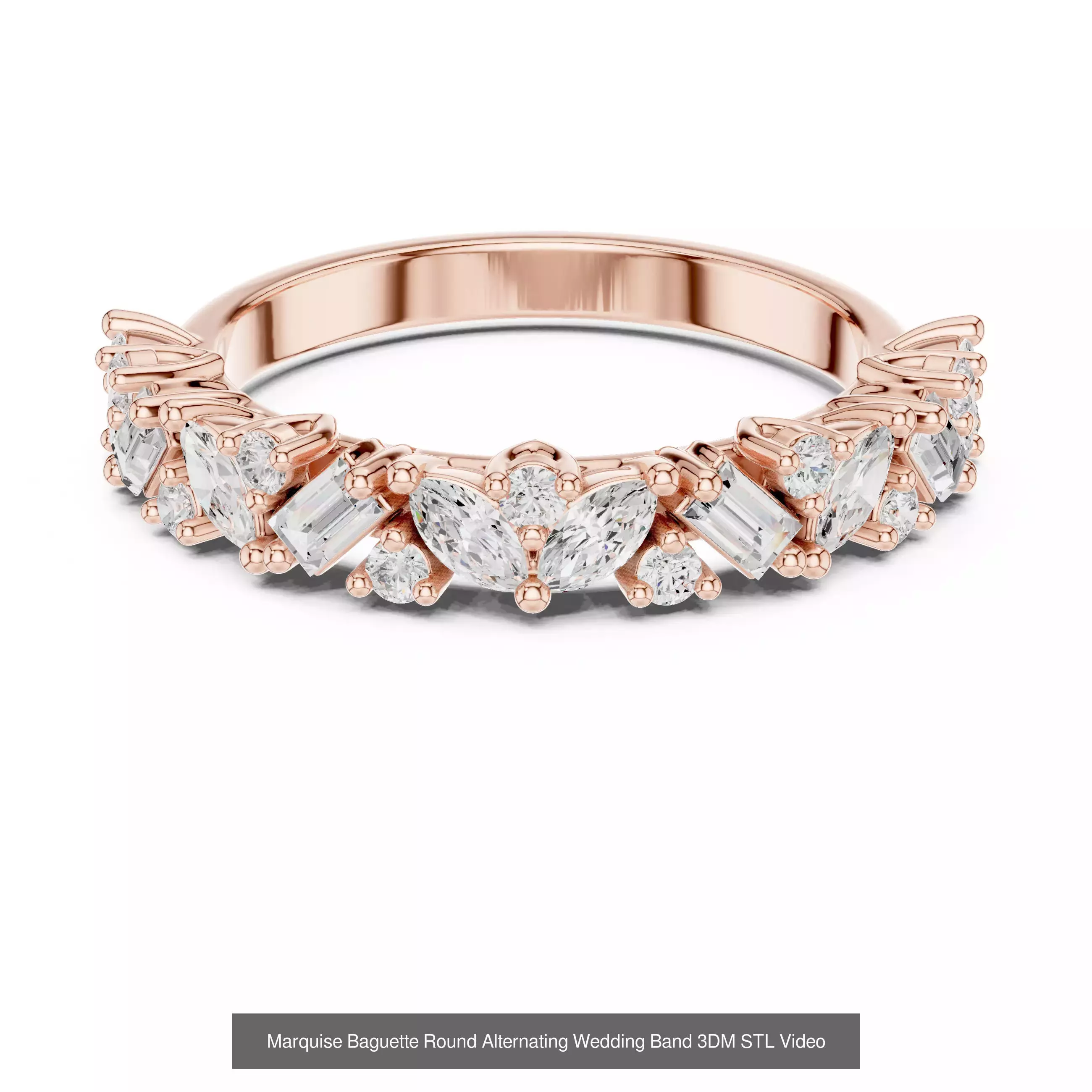 167 Marquise Diamond Rings 3DM STL OBJ FBX 3 Color Video 3D Model Collection_107