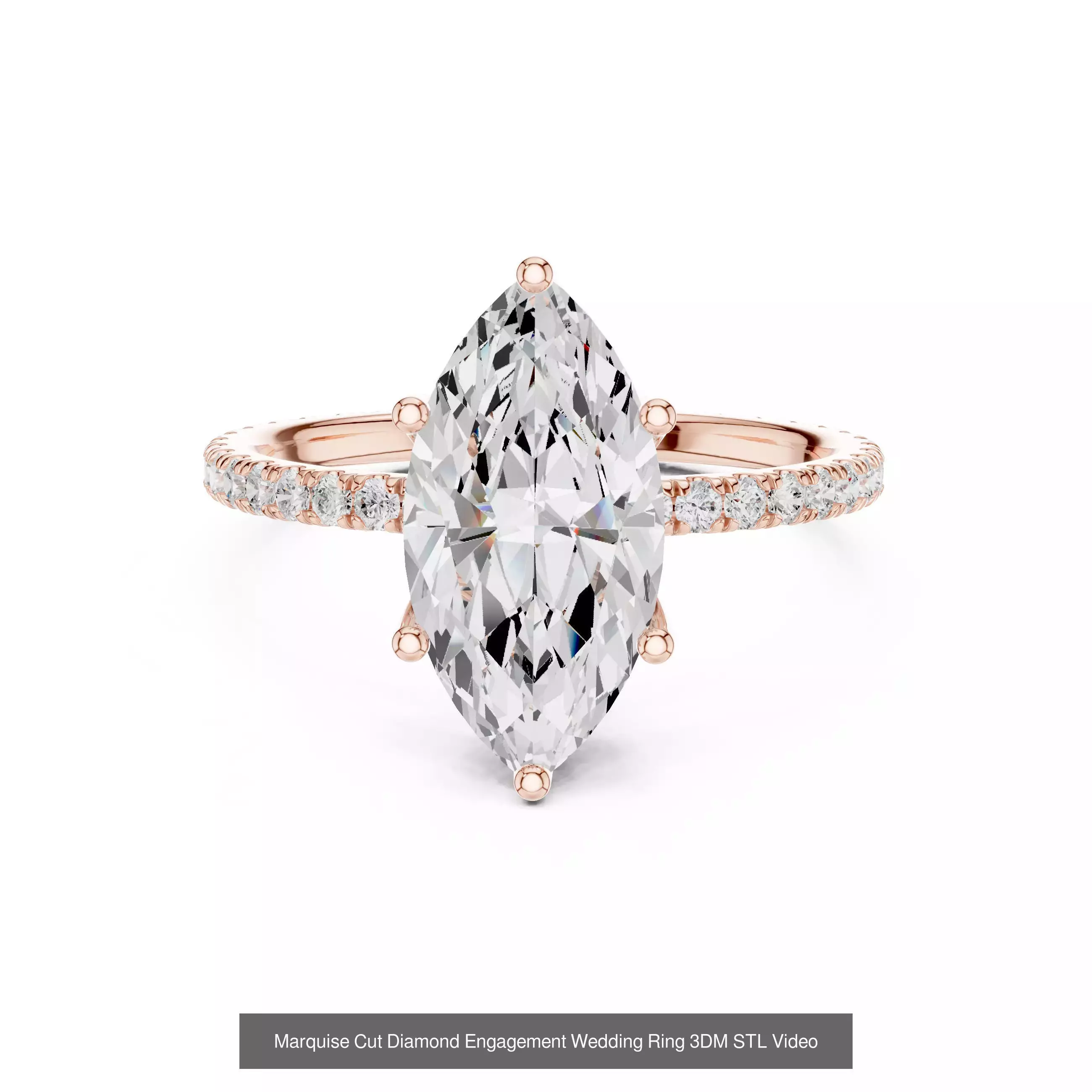 167 Marquise Diamond Rings 3DM STL OBJ FBX 3 Color Video 3D Model Collection_181