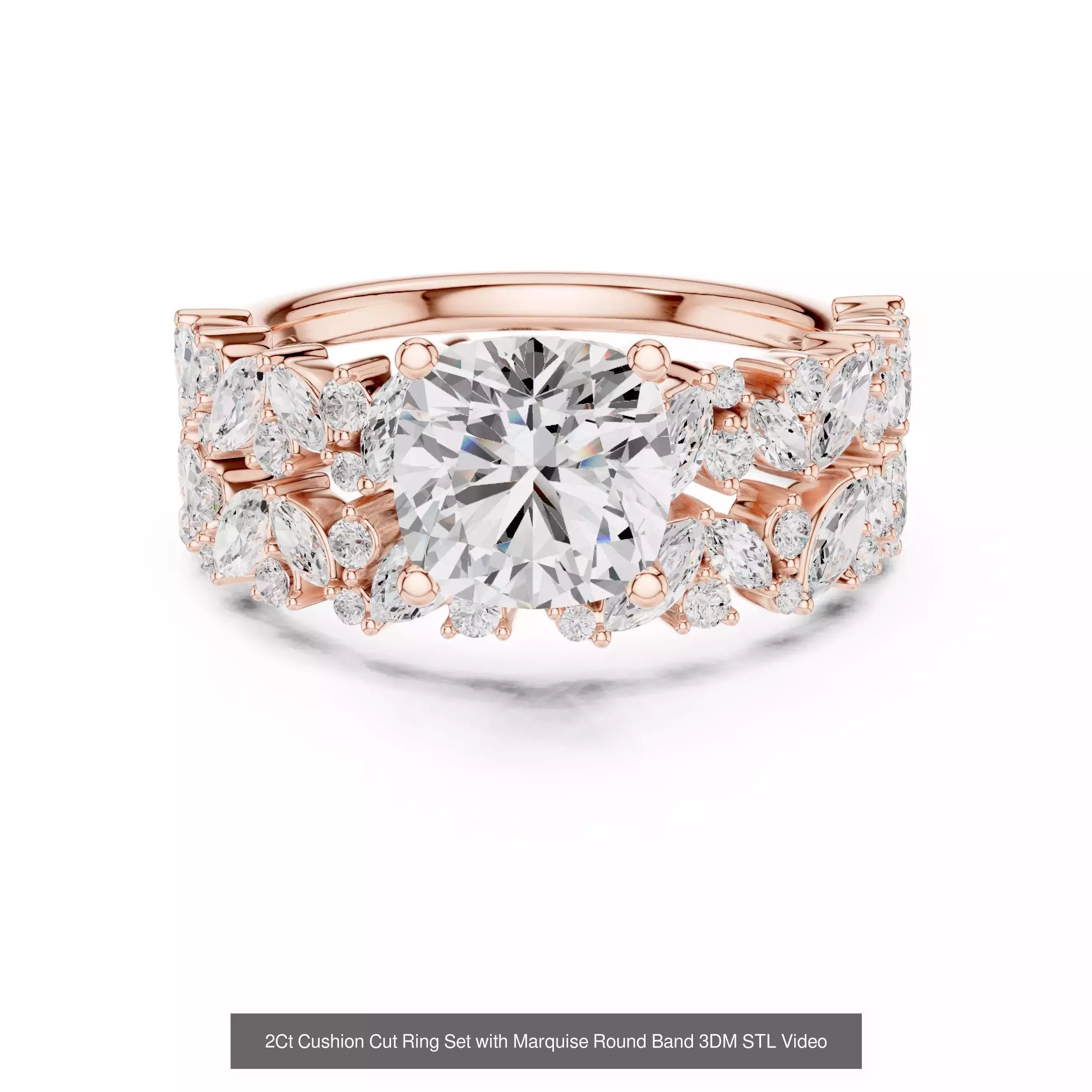 167 Marquise Diamond Rings 3DM STL OBJ FBX 3 Color Video 3D Model Collection_143