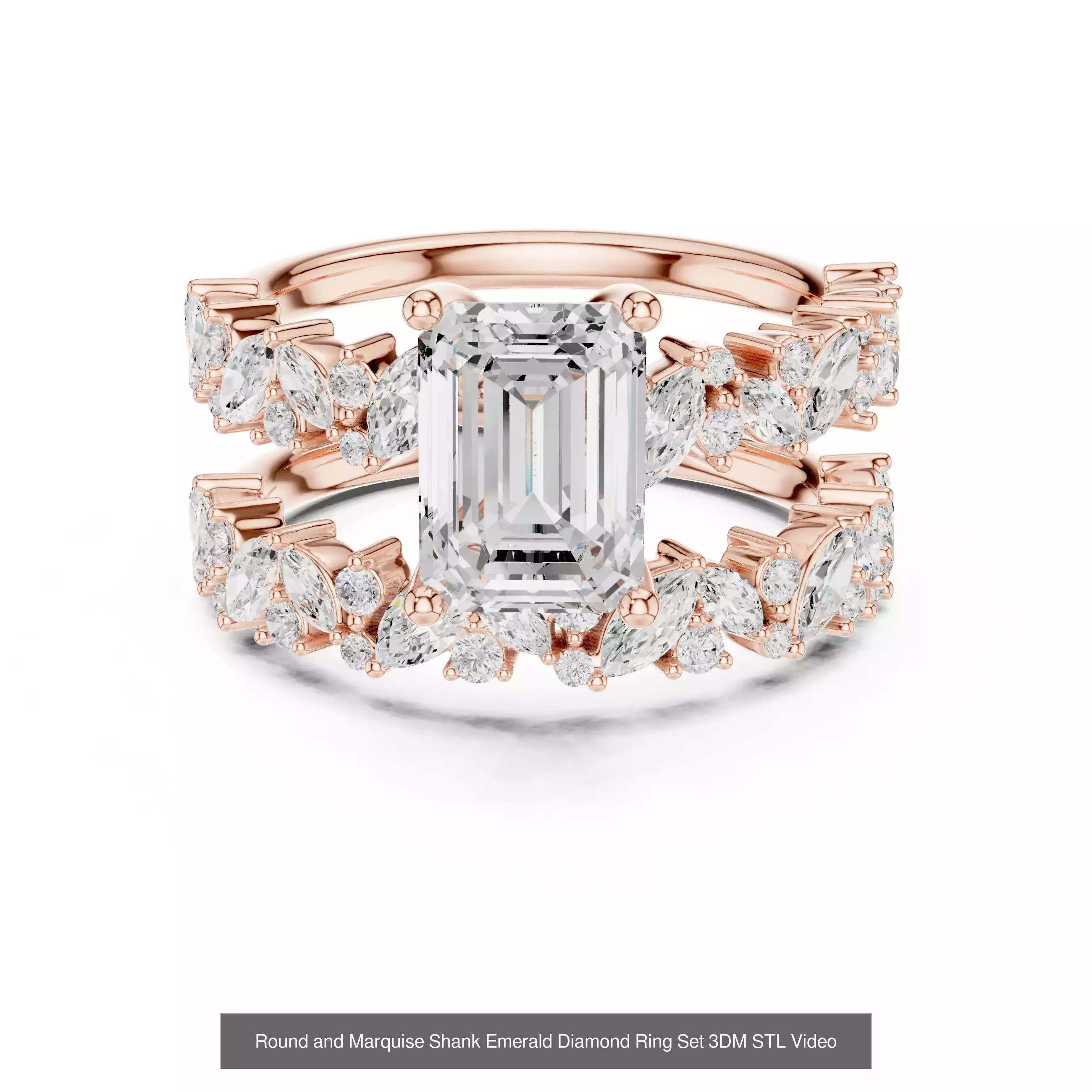 167 Marquise Diamond Rings 3DM STL OBJ FBX 3 Color Video 3D Model Collection_85