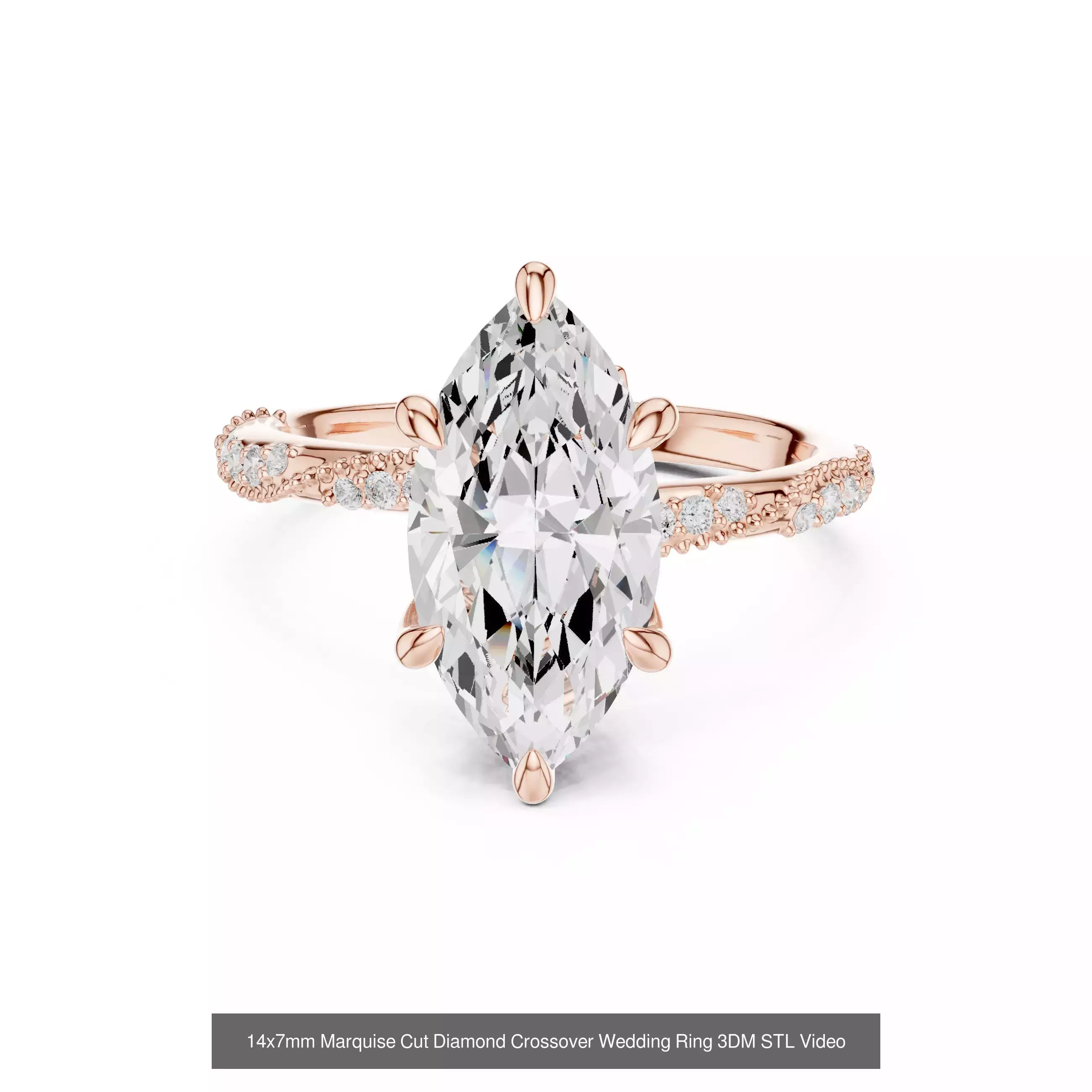 167 Marquise Diamond Rings 3DM STL OBJ FBX 3 Color Video 3D Model Collection_157