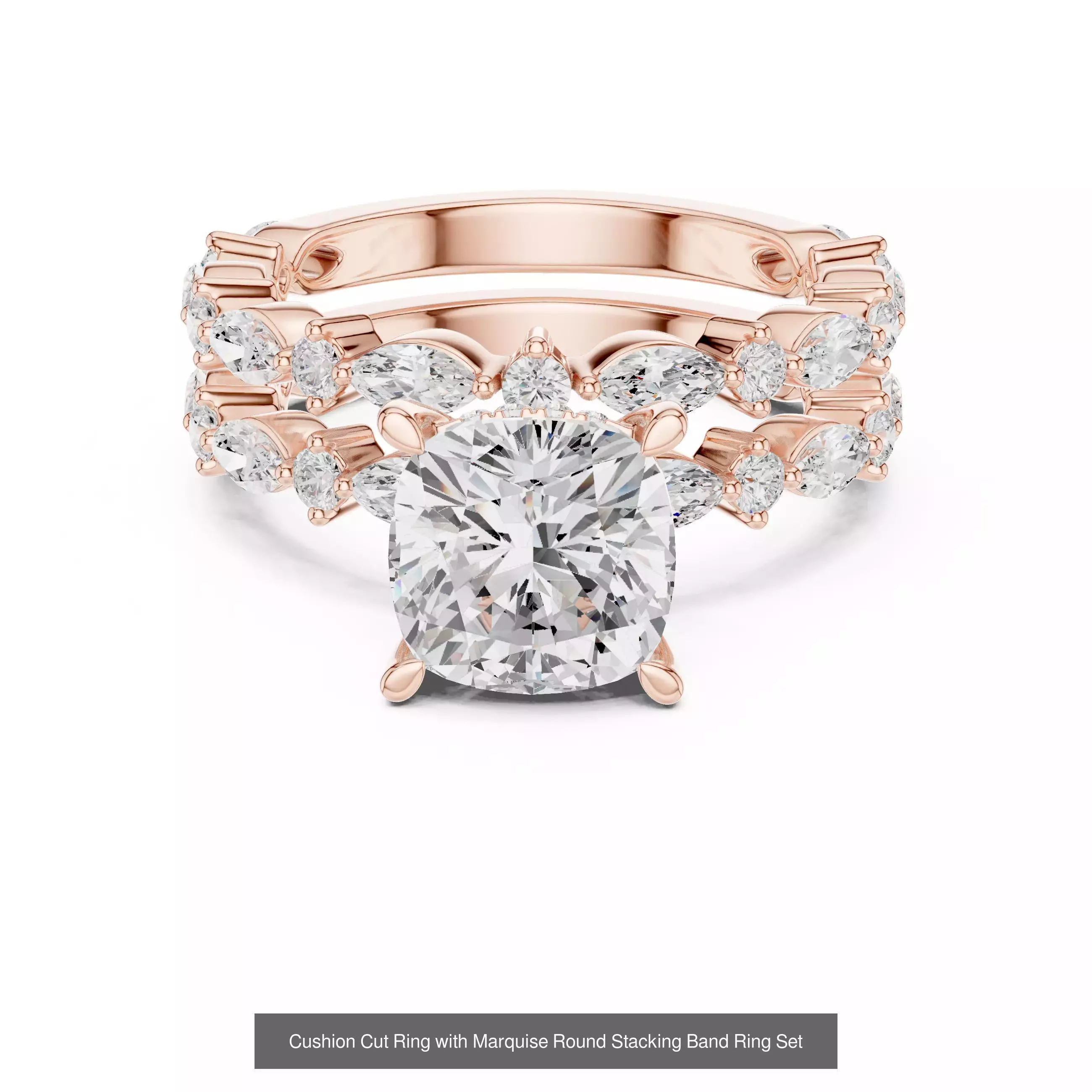 167 Marquise Diamond Rings 3DM STL OBJ FBX 3 Color Video 3D Model Collection_153