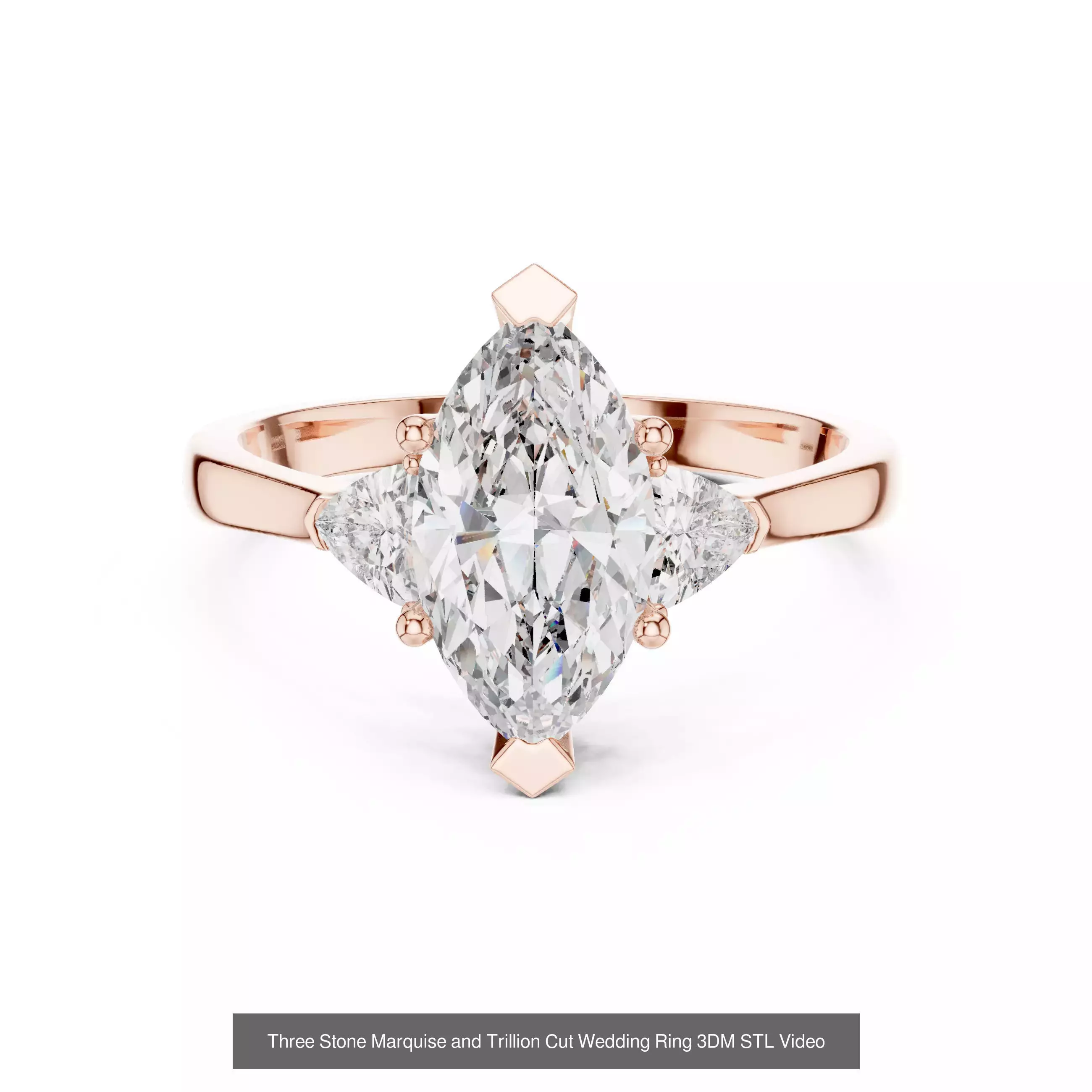 167 Marquise Diamond Rings 3DM STL OBJ FBX 3 Color Video 3D Model Collection_87