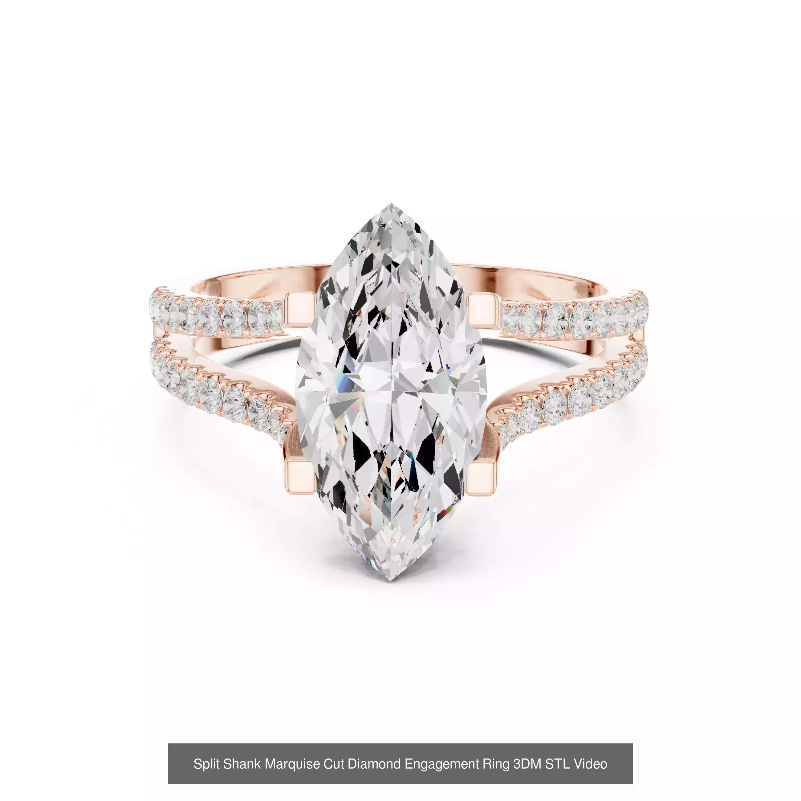 167 Marquise Diamond Rings 3DM STL OBJ FBX 3 Color Video 3D Model Collection_53