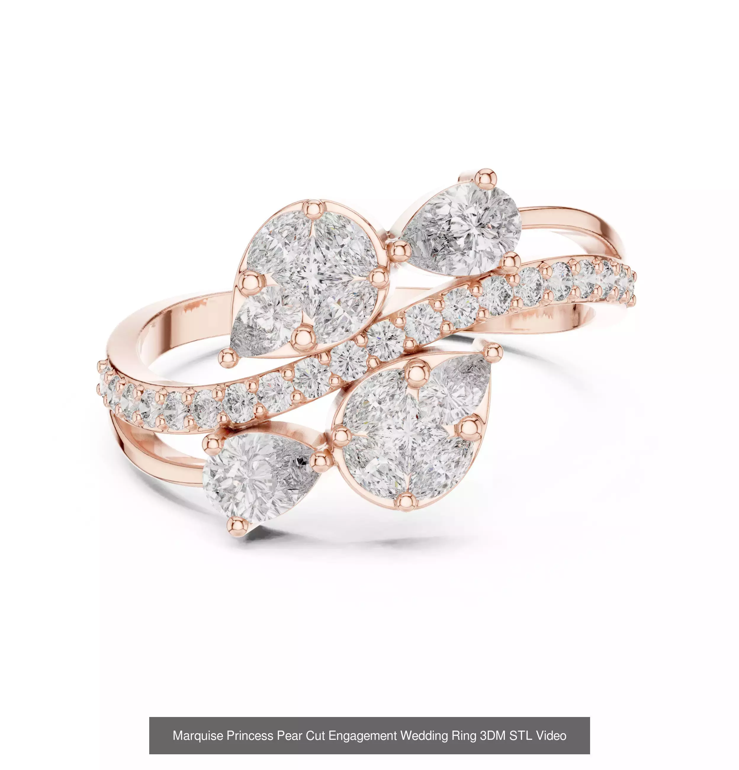 167 Marquise Diamond Rings 3DM STL OBJ FBX 3 Color Video 3D Model Collection_60