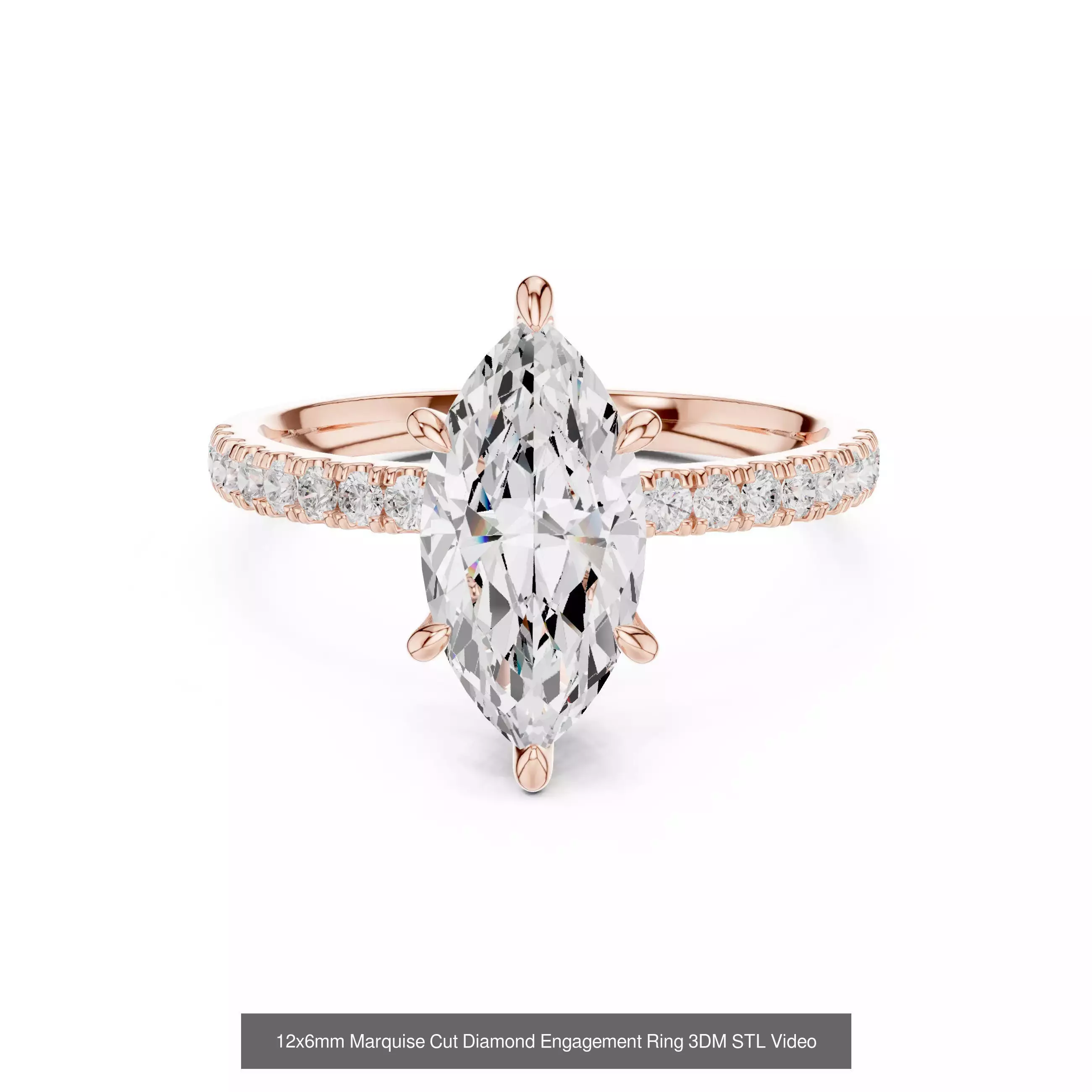 167 Marquise Diamond Rings 3DM STL OBJ FBX 3 Color Video 3D Model Collection_100