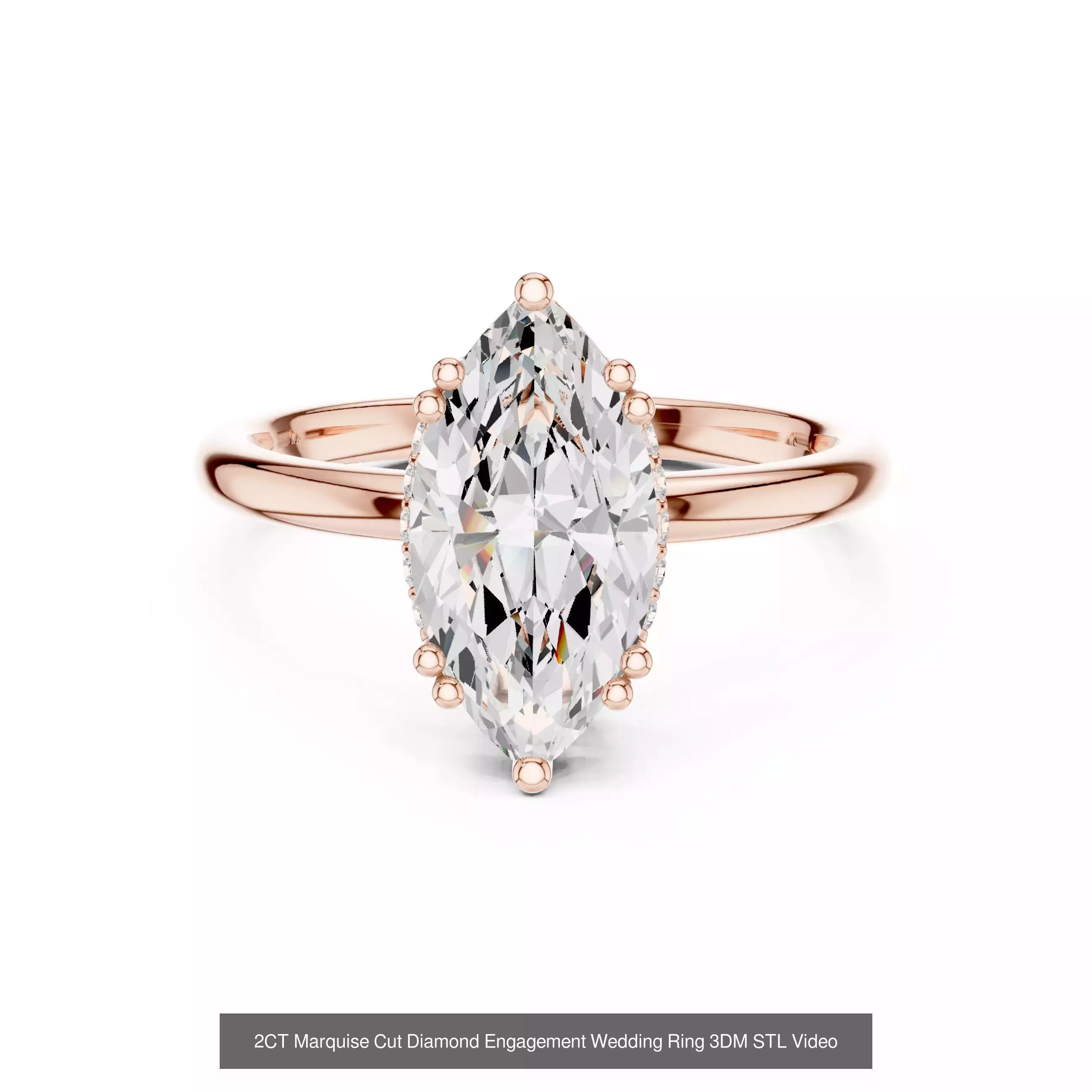 167 Marquise Diamond Rings 3DM STL OBJ FBX 3 Color Video 3D Model Collection_130