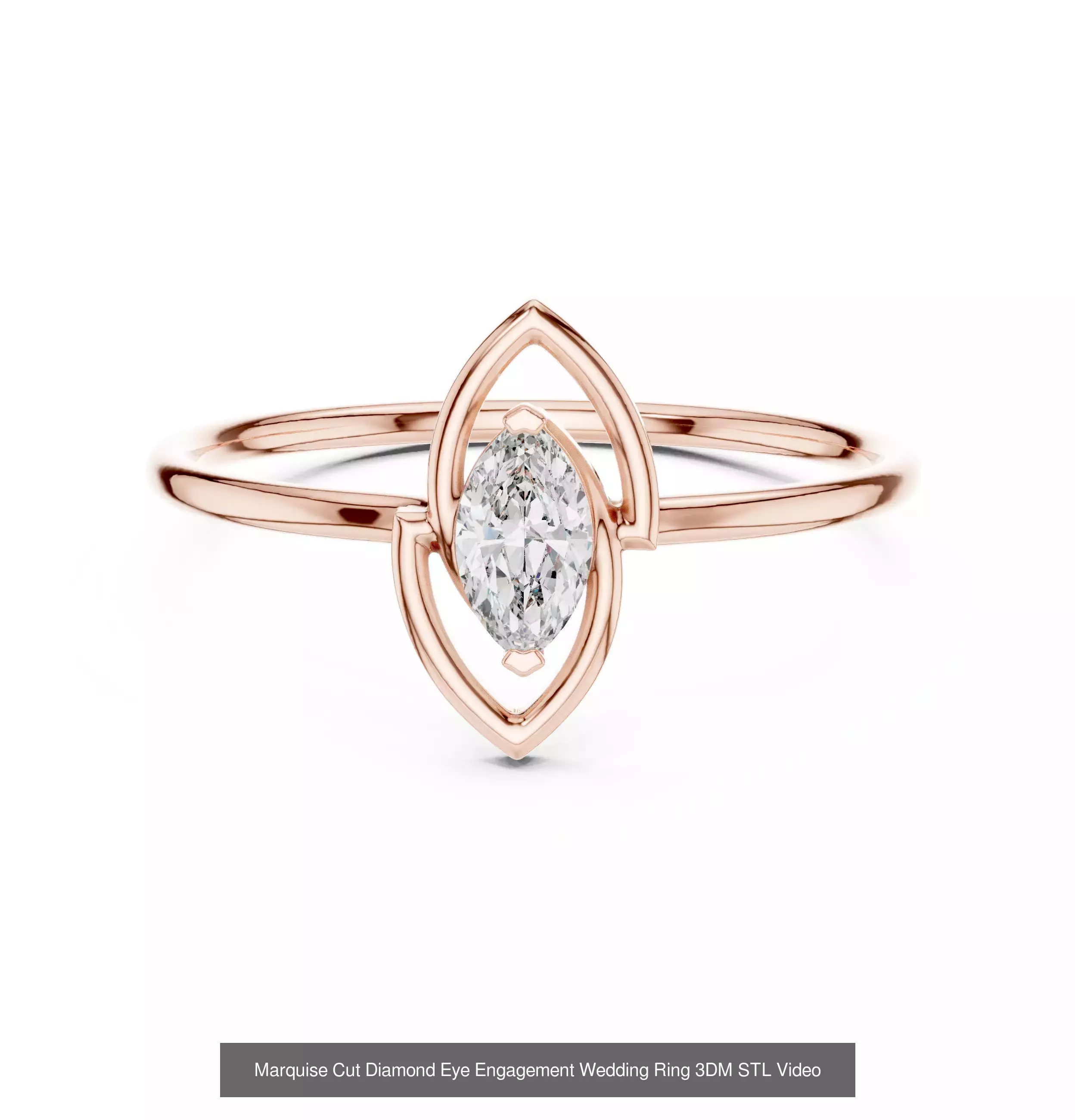 167 Marquise Diamond Rings 3DM STL OBJ FBX 3 Color Video 3D Model Collection_73