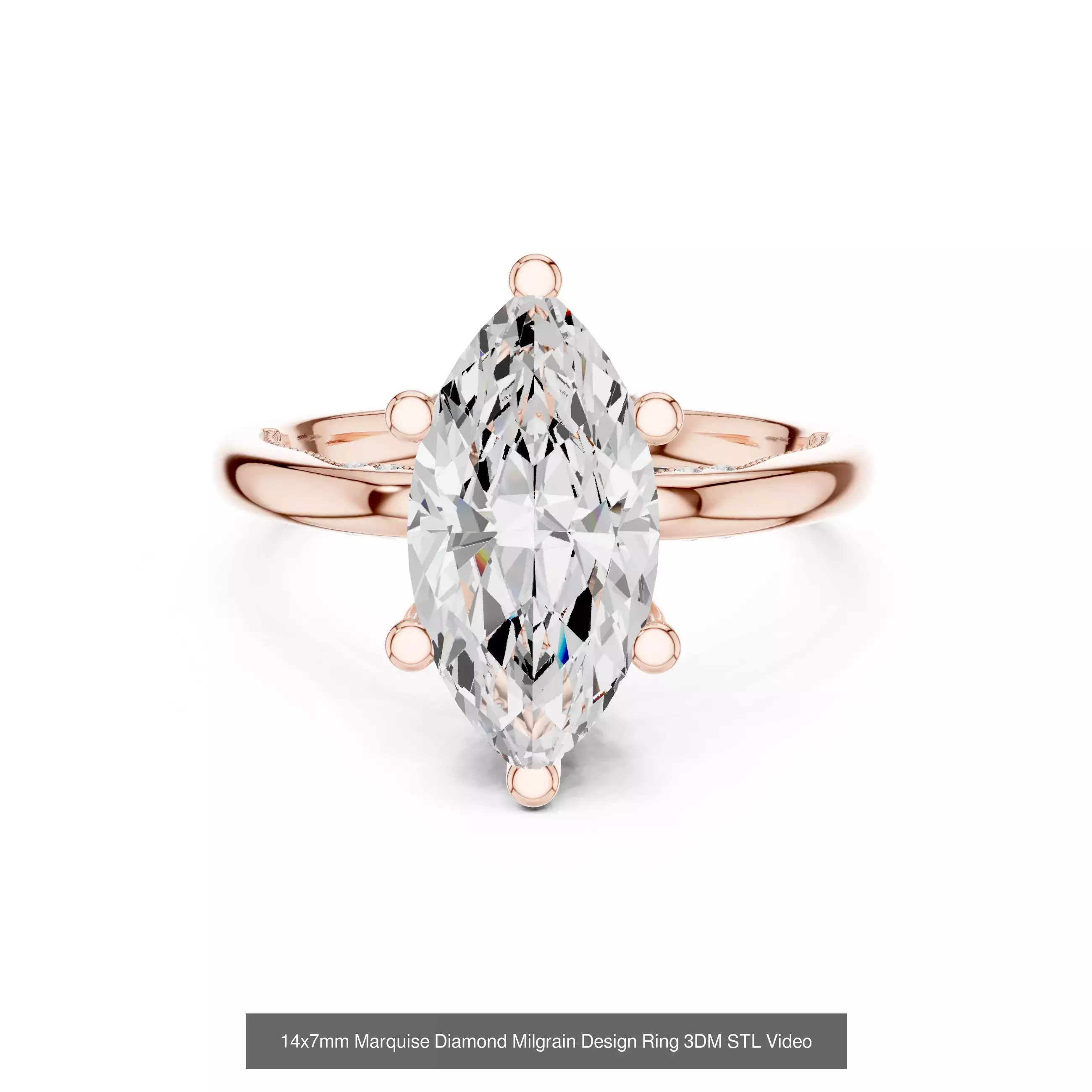 167 Marquise Diamond Rings 3DM STL OBJ FBX 3 Color Video 3D Model Collection_139