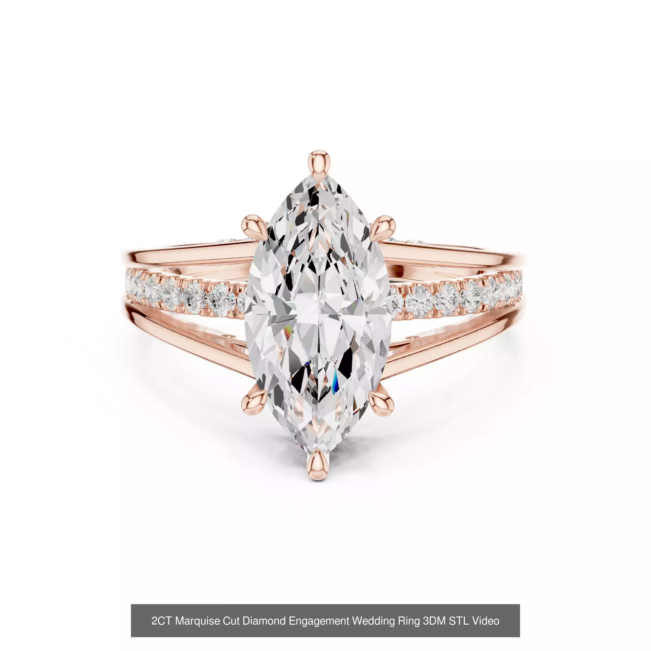 167 Marquise Diamond Rings 3DM STL OBJ FBX 3 Color Video 3D Model Collection_173